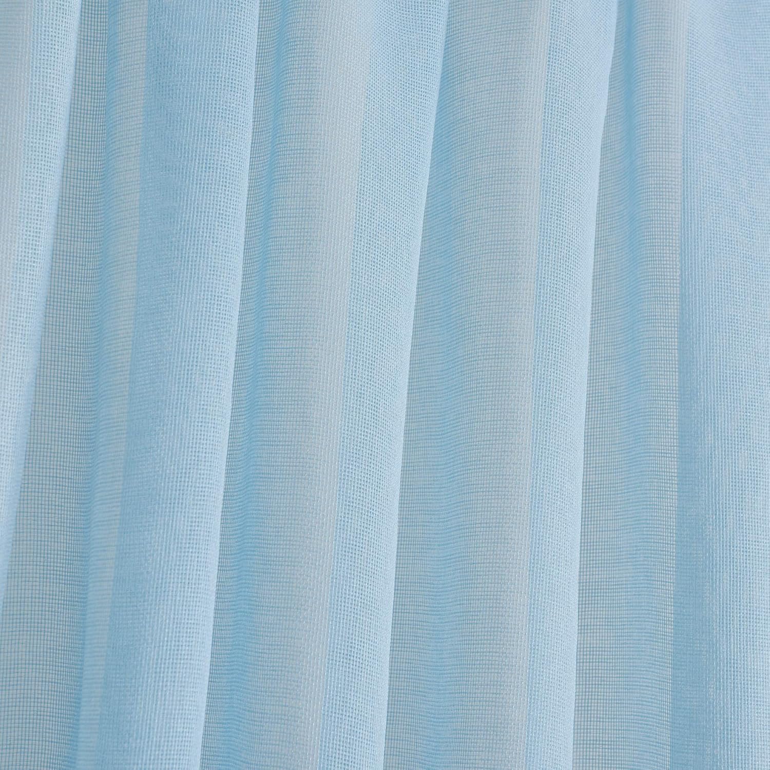 Megachest a Pair of lucy linen-like voile sheer curtains (linen-net blue, 56" wideX72 drop2 Panels), W 56" x L 72" (2 Panels) - Image 4
