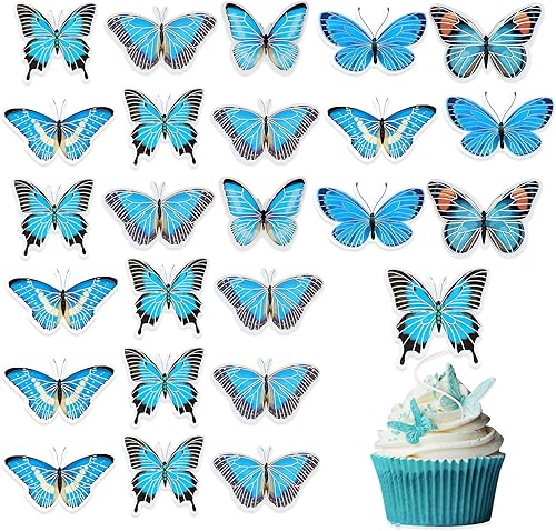 Miniatura 3 de Gyufise 36 adornos de mariposa para cupcakes, arte animado en 3D, decoración de cupcakes de mariposa, decoración de pastel de mariposa, baby shower,