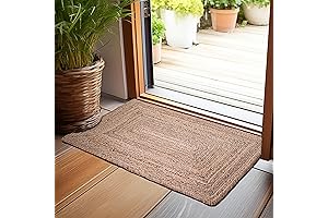 Hausattire 2x3 Jute Rug: Natural, Reversible, Boho Entry Area Floor Rug