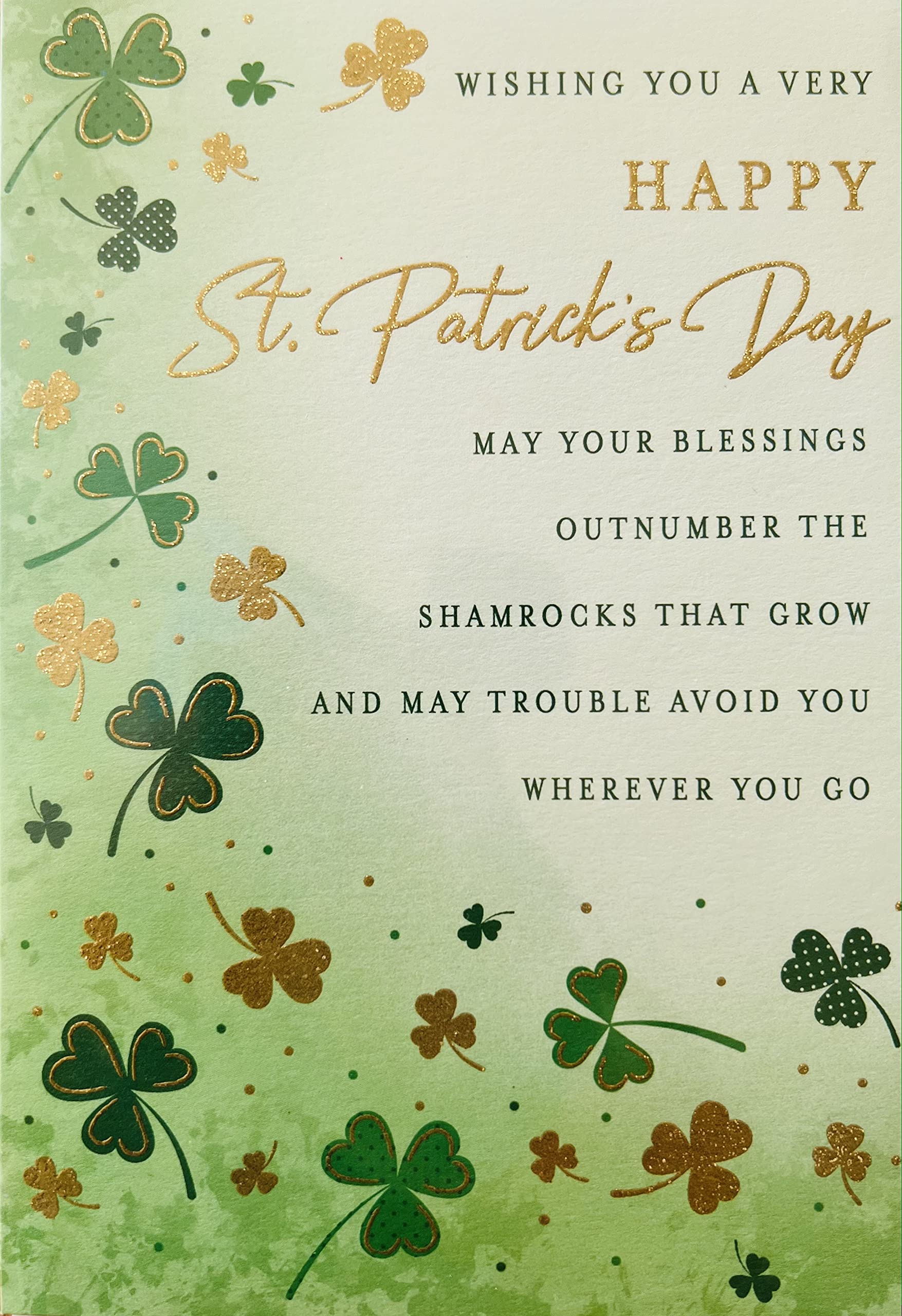 Happy St Patrick's Day Card Clover - 7x5 inches - Regal Publishing