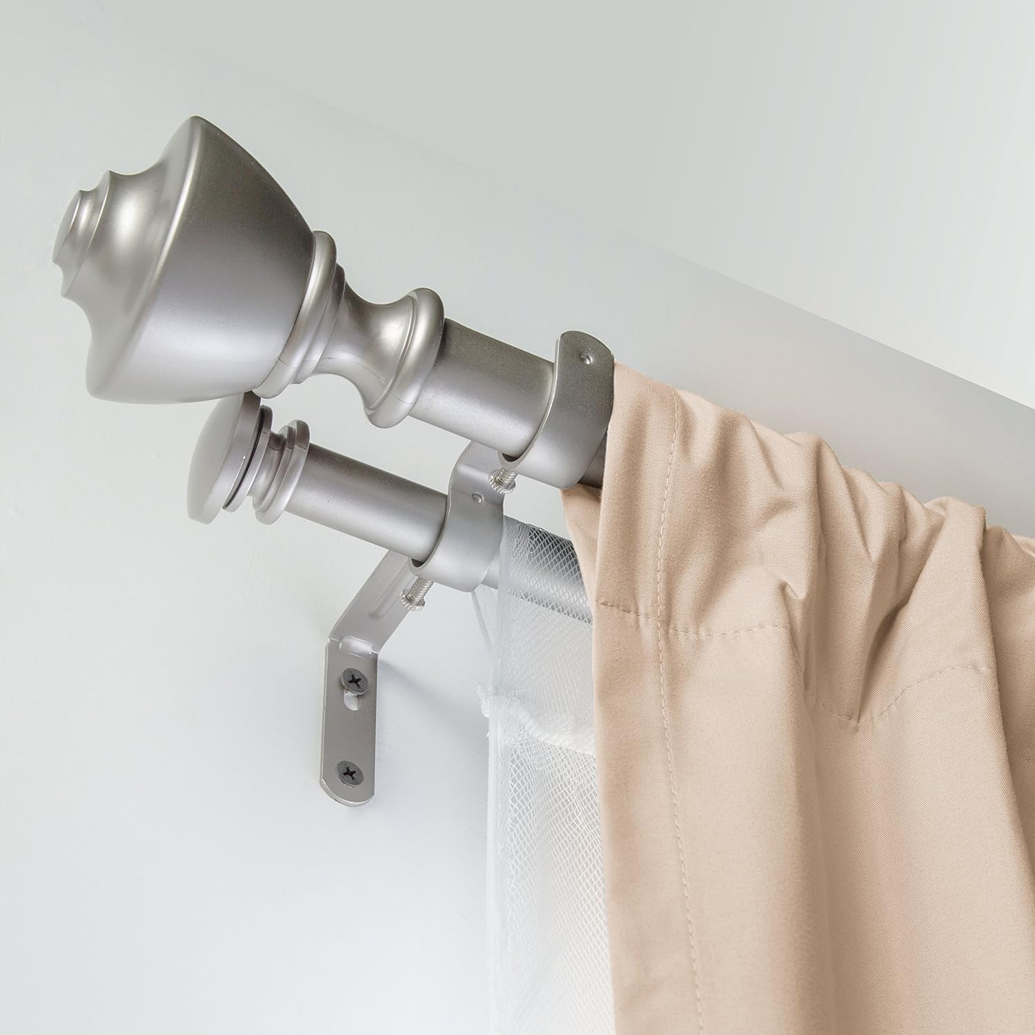  Basics Double Curtain Rod - 72" to 144", Nickel : Home & Kitchen