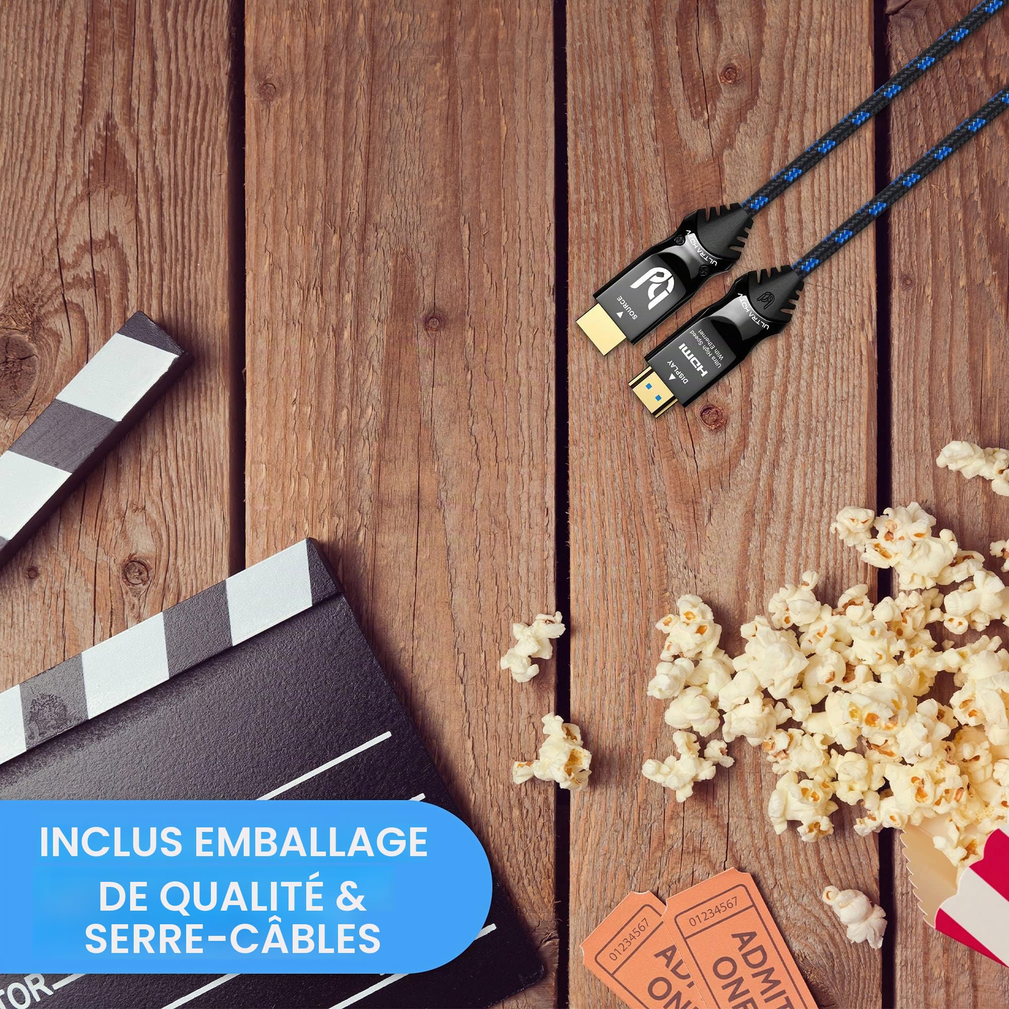 Ultra HDTV Câble HDMI 8K - Câble HDMI 2.1 High Speed ​7m (48 Gbps) pour 8K@60Hz & 4K@120Hz - puce intégrée - protection kink - gaine nylon