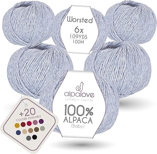 Vista 31 de Bulky Set (6 x 1.75 oz) Super Soft Baby Alpaca Hilo de tejer gris verde 328 yardas Gris Verde,Beige,Azul y verde,Cappuccino,Azul Oscuro,Gris