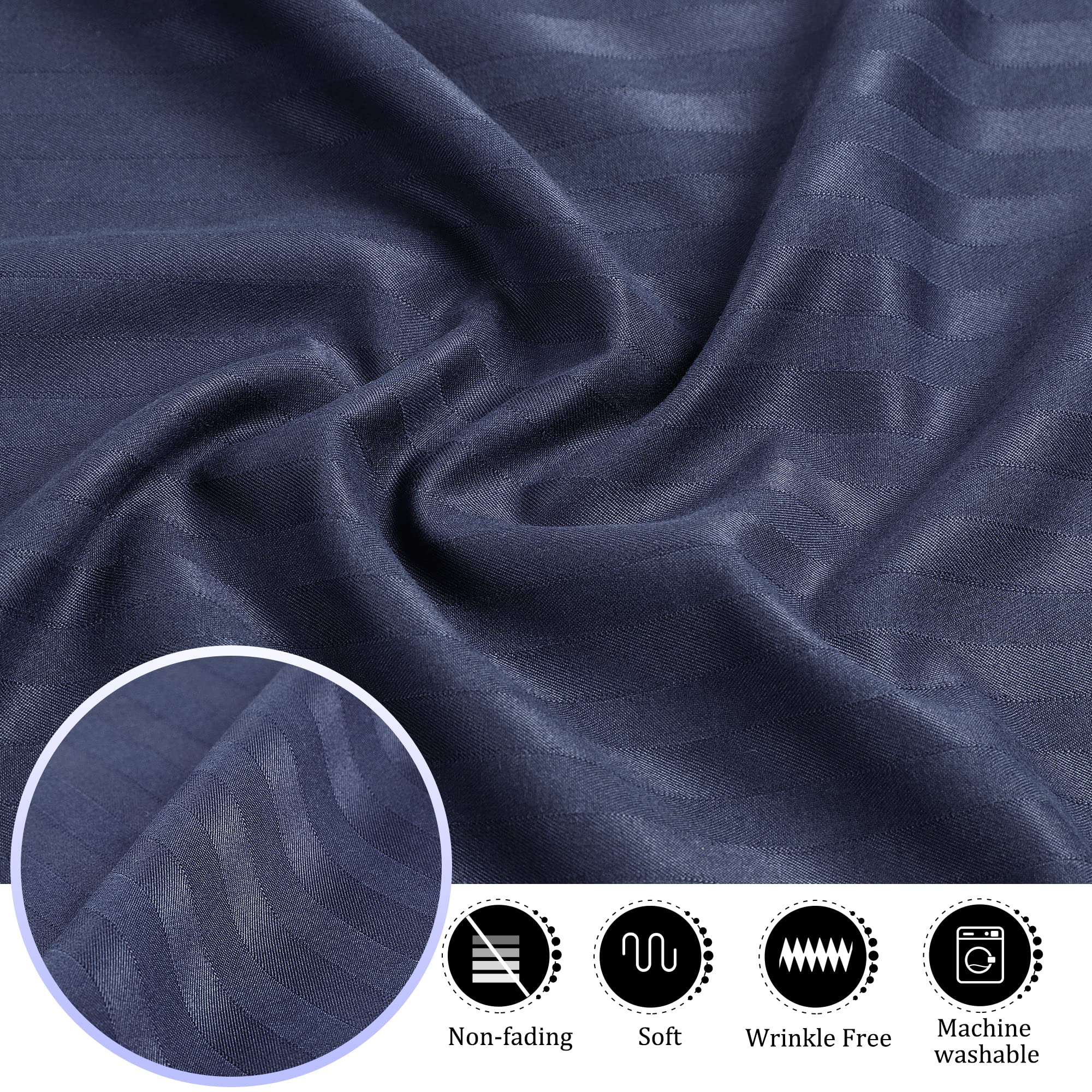 PiccoCasa Pillowcases 2 Pack Striped Soft & Breathable Microfiber Pillowcase Navy Blue with Envelope Closure 50 x 65cm Pillow Covers for Home and Hotel - Image 2