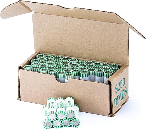 Caja de almacenamiento Dime verde con capacidad para 50 rollos de monedas envueltos, 10 cajas