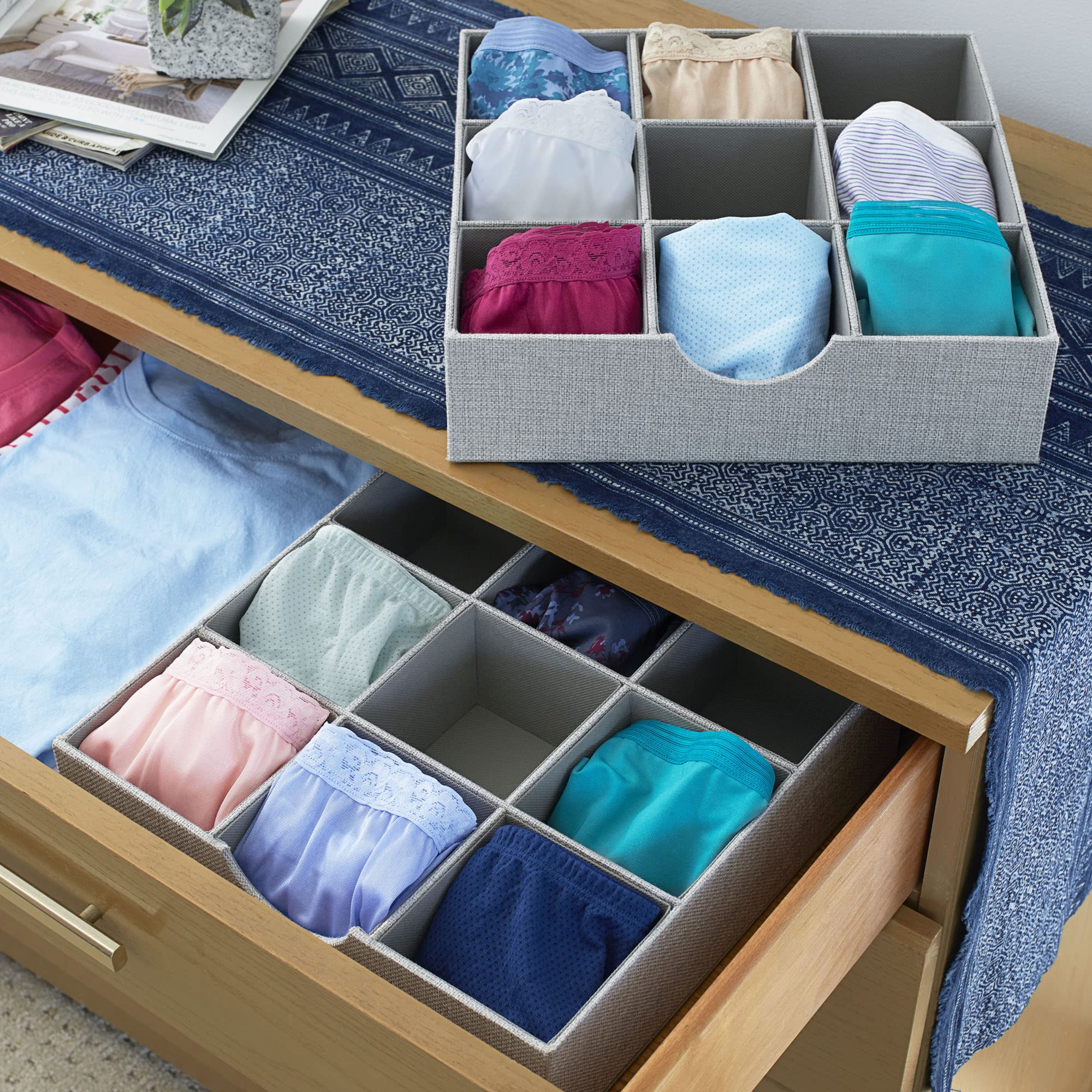 Household Essentials, Vassoio organizer per cassetti grigio confezione da 2