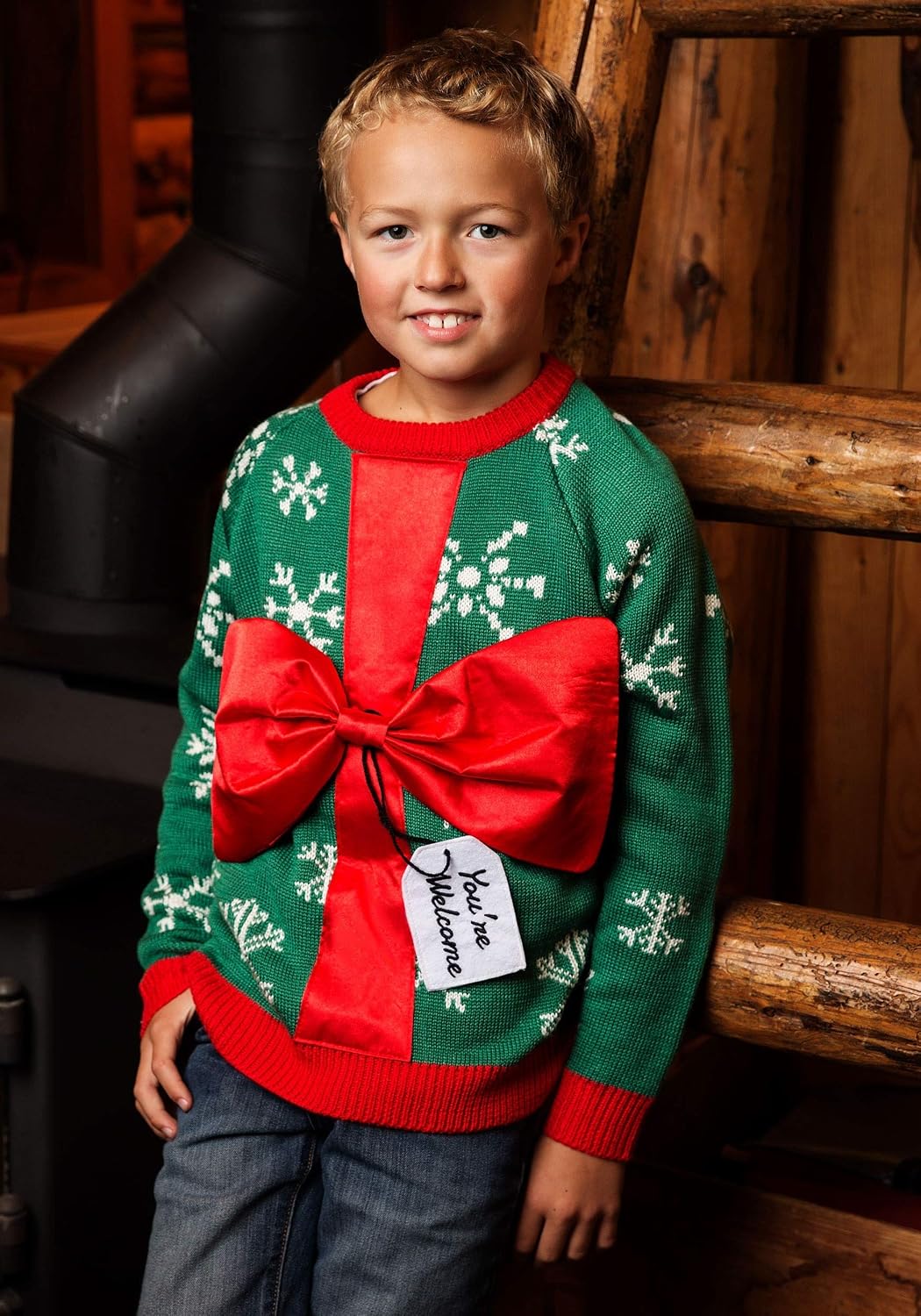 Kids Gift Ugly Sweater, Funny Holiday Sweater for Children, Gift Wrap Present Sweatshirt