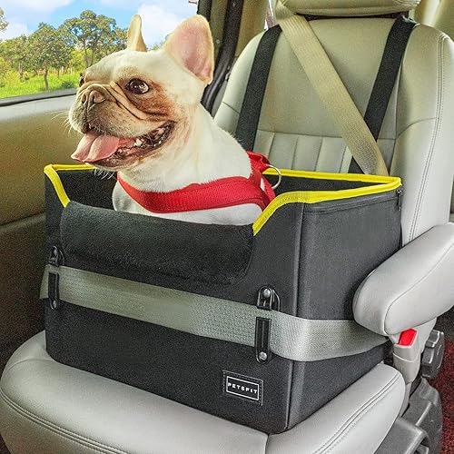 Asientos de automóvil para perros pequeños, asiento estable para cachorros con correa de clip, forro polar perfecto para mascotas pequeñas de hasta