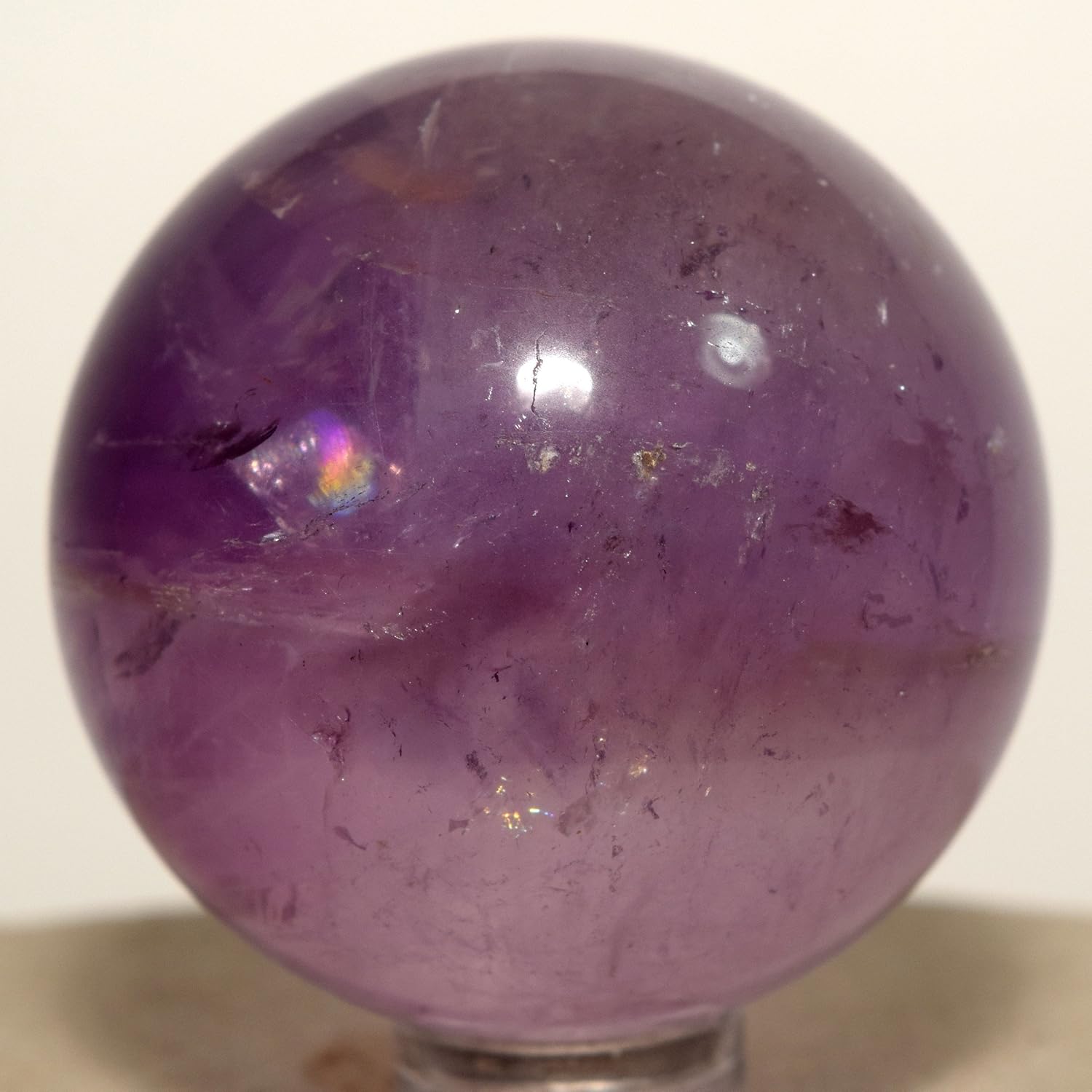 HQRP 44mm Rainbow Deep Purple Amethyst Crystal Sphere Natural Sparkling Decor Ball Polished Quartz Mineral Gemstone - China + Plastic Stand
