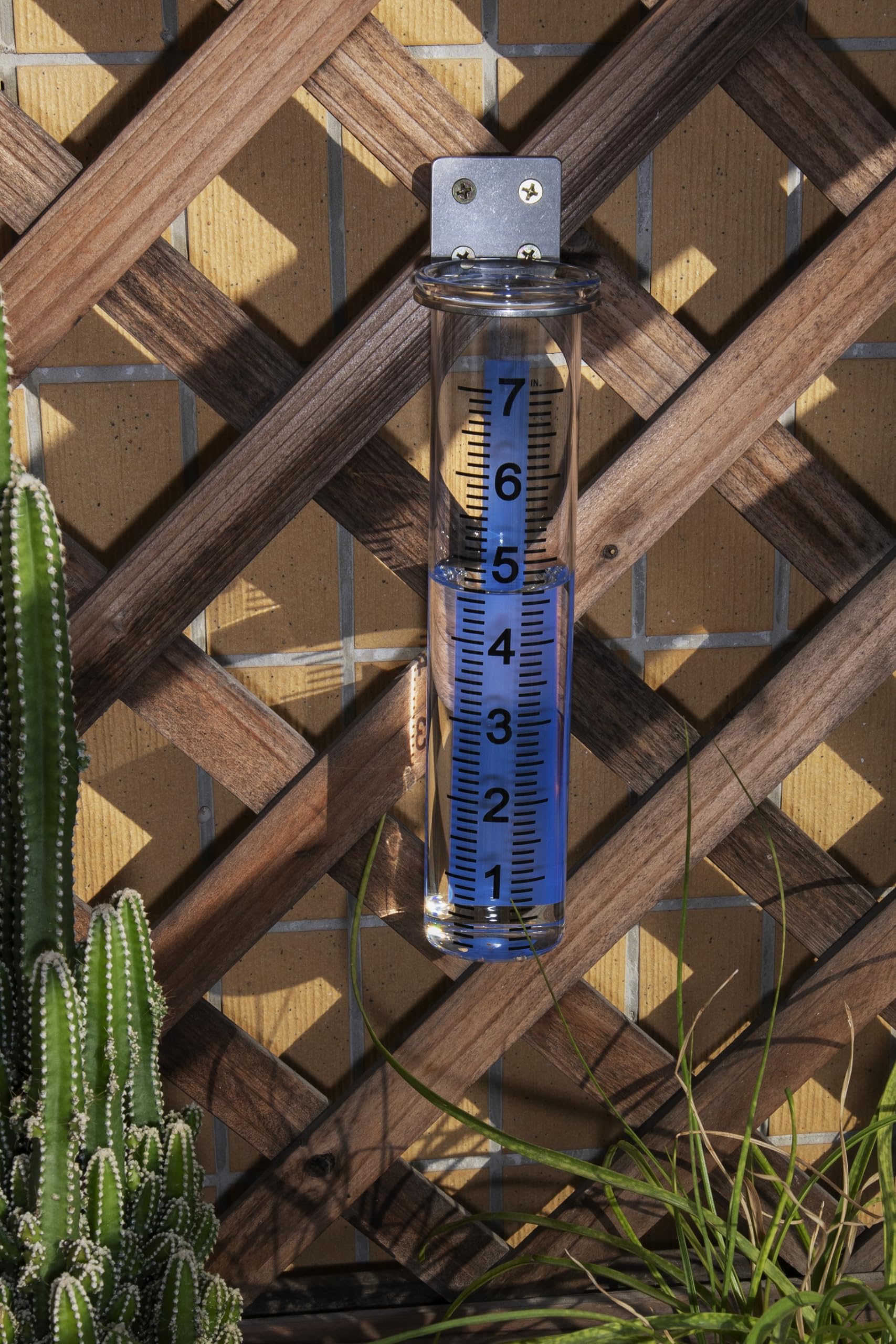 Medidor de Lluvia de Capacidad de 7 Pulgadas con Soporte de Acero Inoxidable, medidor de Lluvia de Montaje en Poste para Patio, jardín, al Aire Libre, hogar (Estilo B)