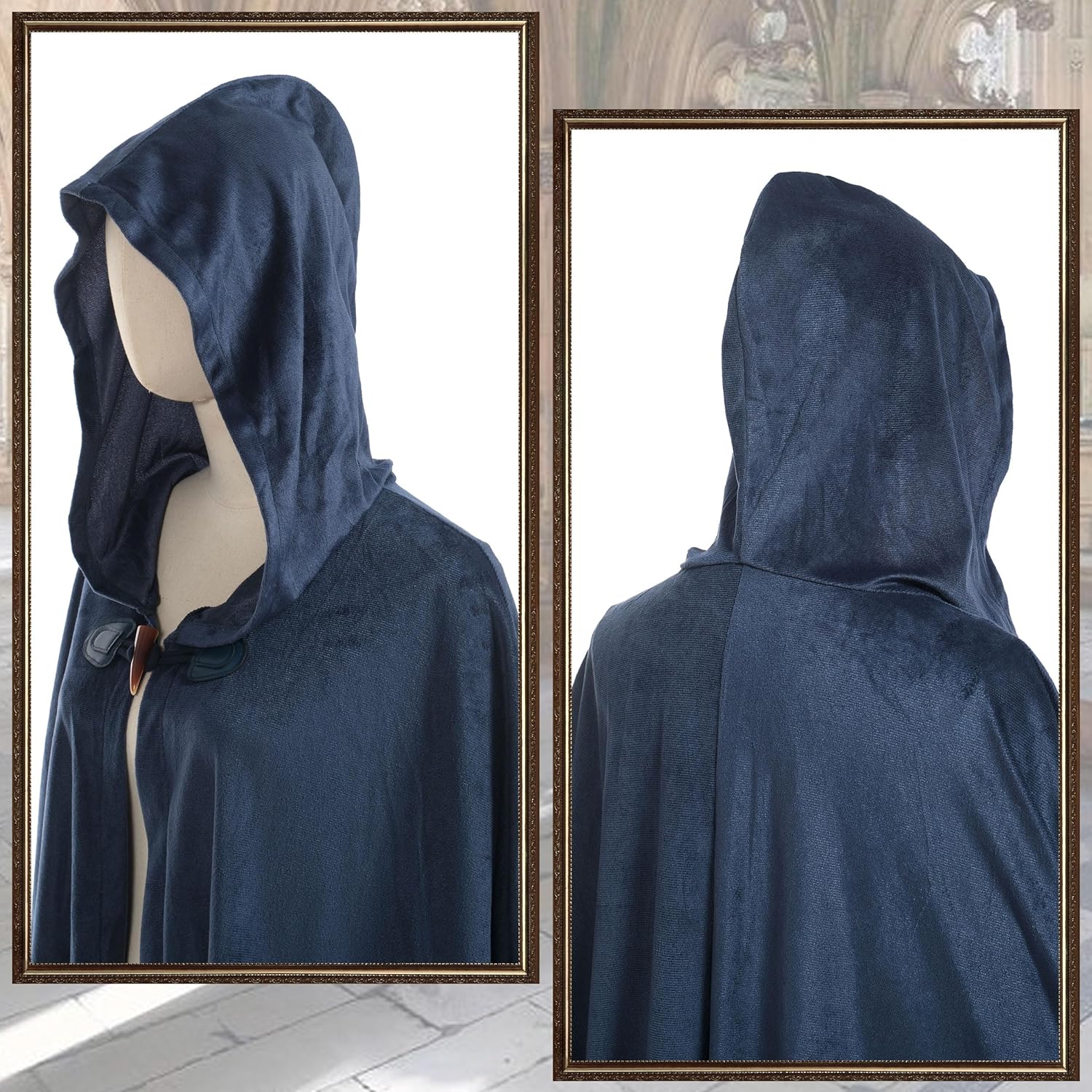 Renaissance Cloak for Men Women,Adult Renaissance Hooded Cape,Medieval Cloak,Women Men Victorian Velvet Cape - Image 4