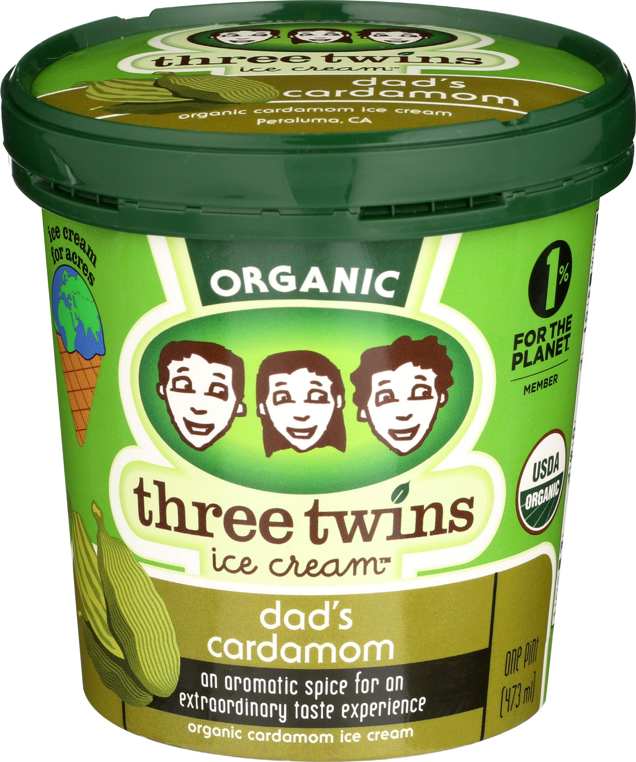 Three Twins Organic Dad's Cardamom Ice Cream, 16 Oz (frozen