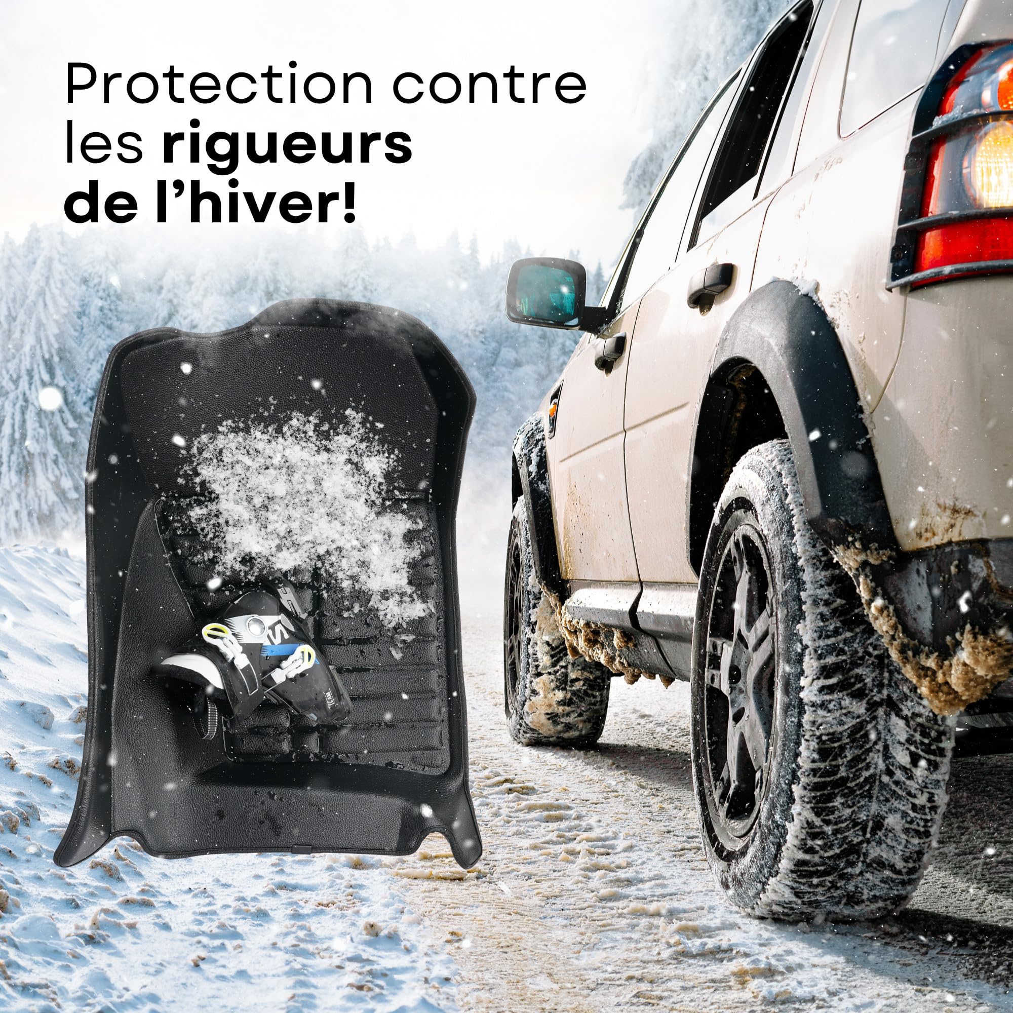 Tapis De Sol Caoutchouc TPE Pour Mercedes GLB X247 (à Partir De 2019) - Lot Complet, Bords Hauts 5 Cm, Antidérapant - 2