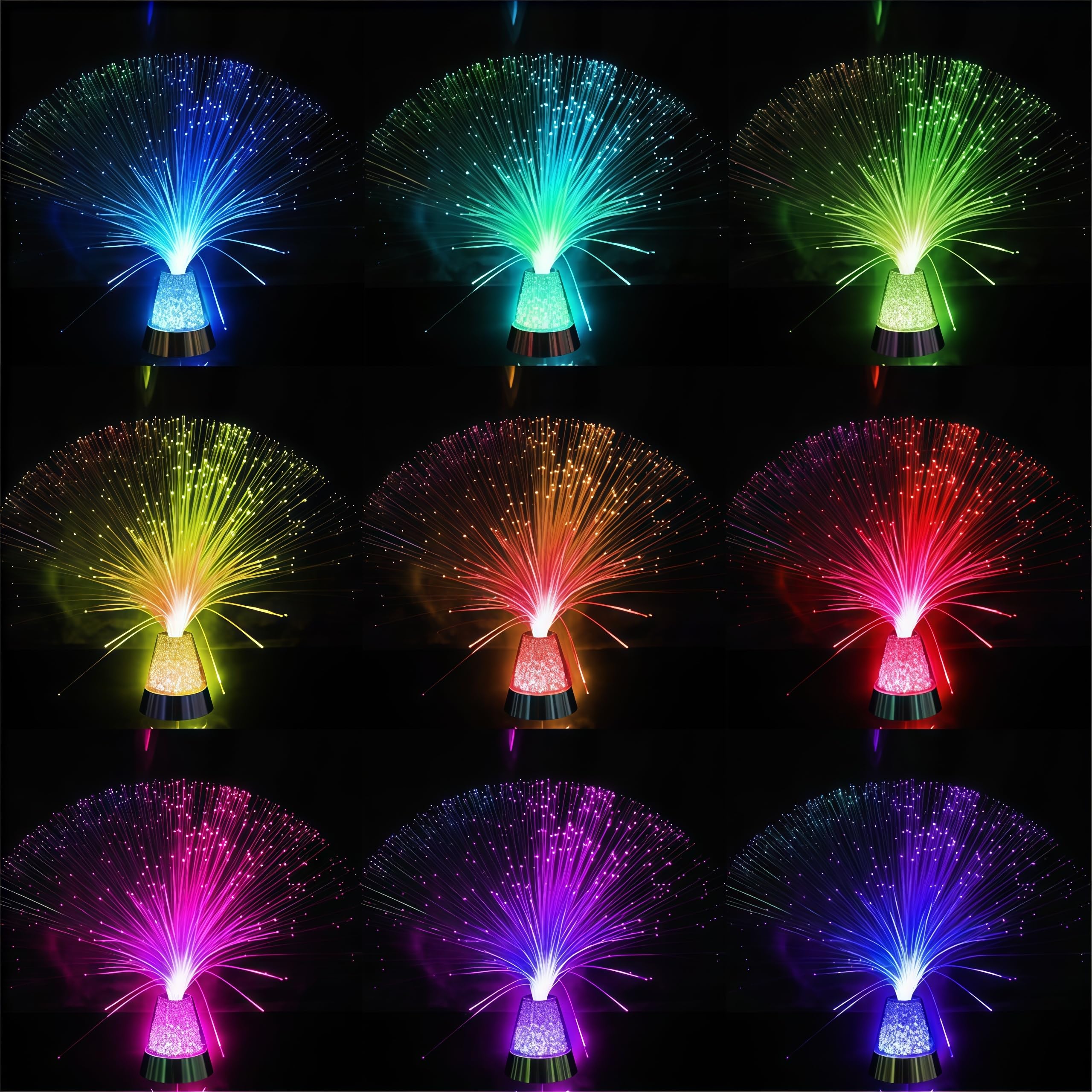 Lampe optique en fibre optique avec cristaux à changement de couleur Veilleuse LED Glacier pour fêtes et occasions spéciales
