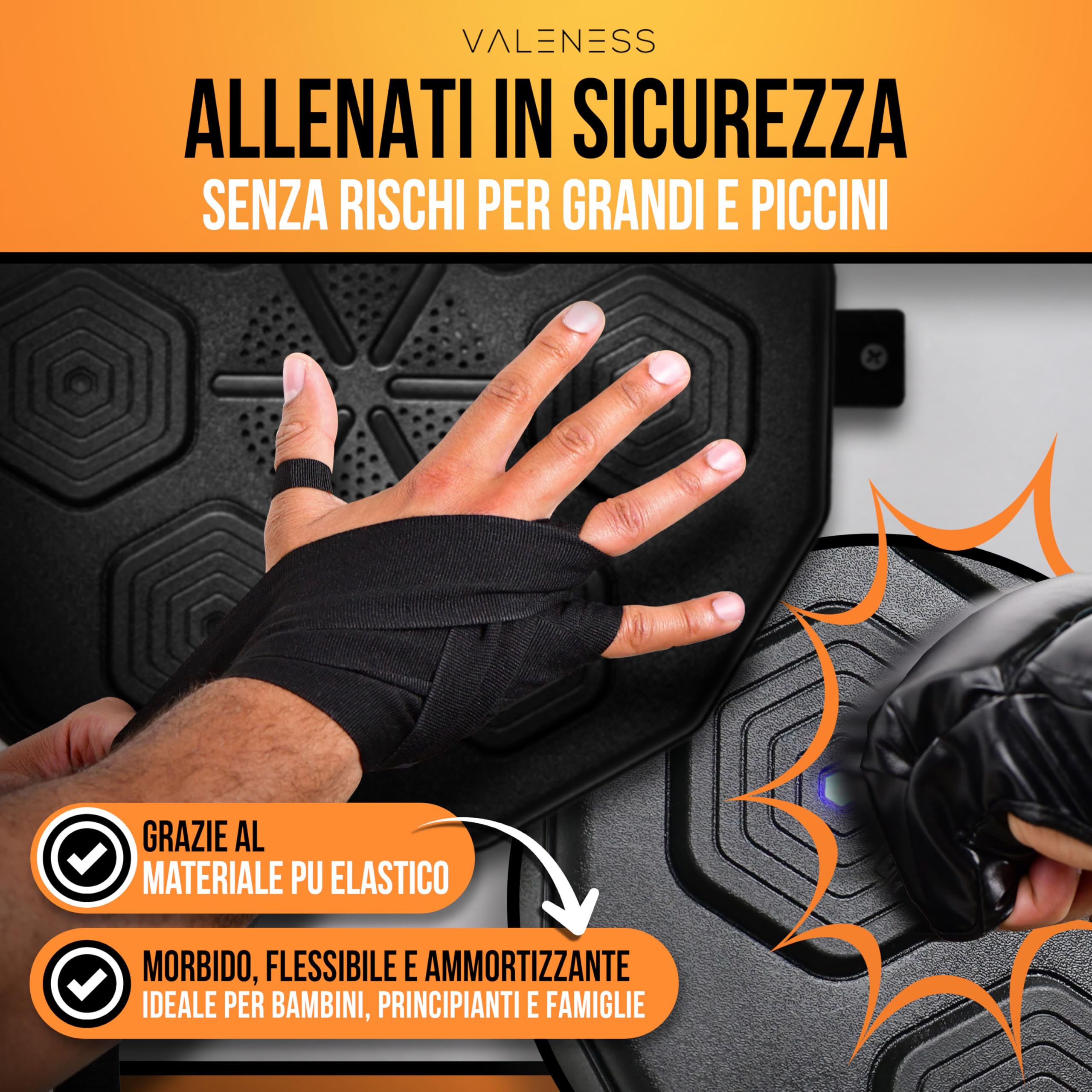 VALENESS Smart Music Boxing Machine Boxe LED Macchina da Parete Guantoni Allenamento Casa