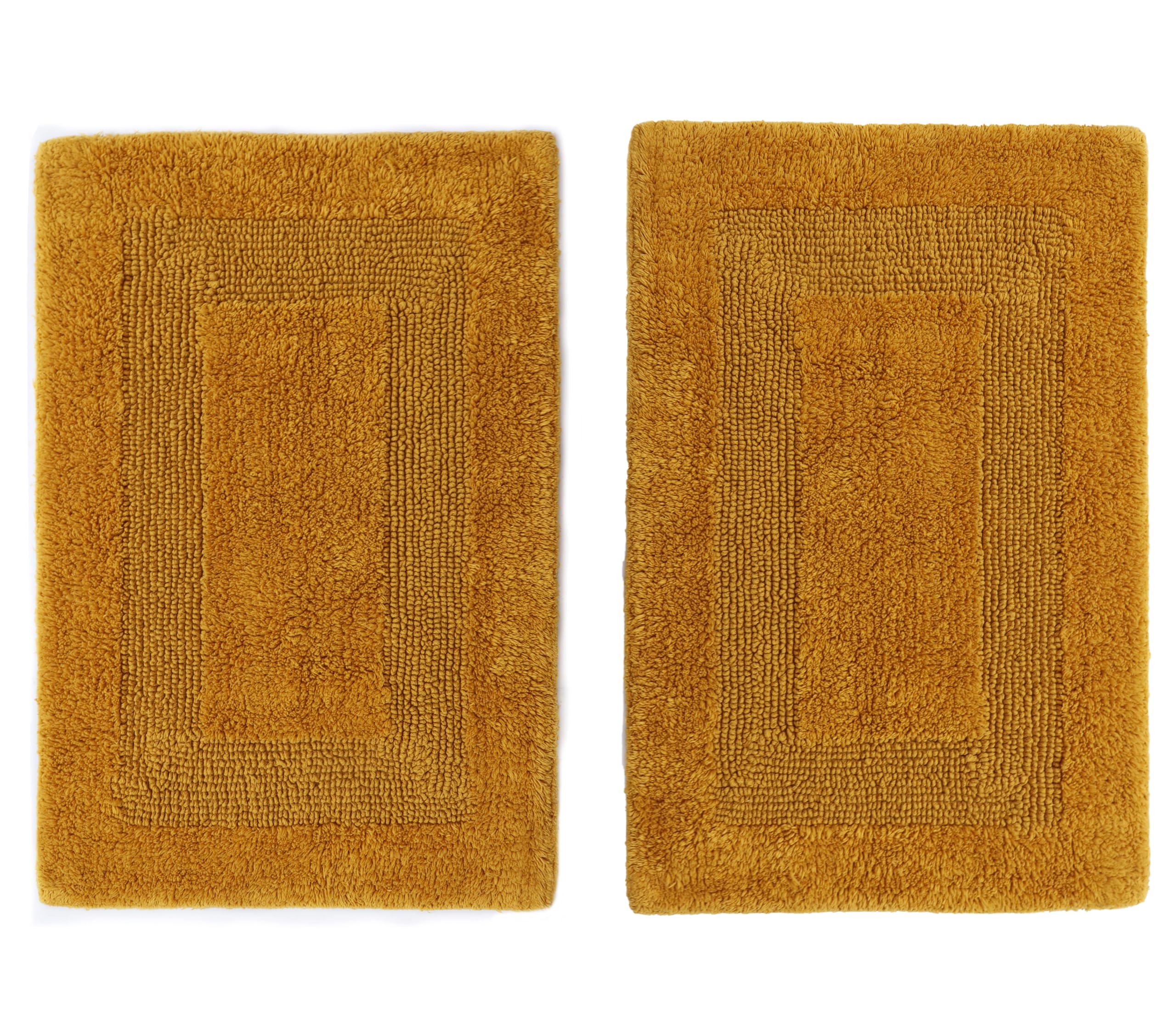 COTTON CRAFT Luxurious Bathmat Rug - Set of 2 Reversible Heavyweight Step Out Bath Mats for Bathroom Floor, Tub and Shower - Pure Cotton Soft Plush