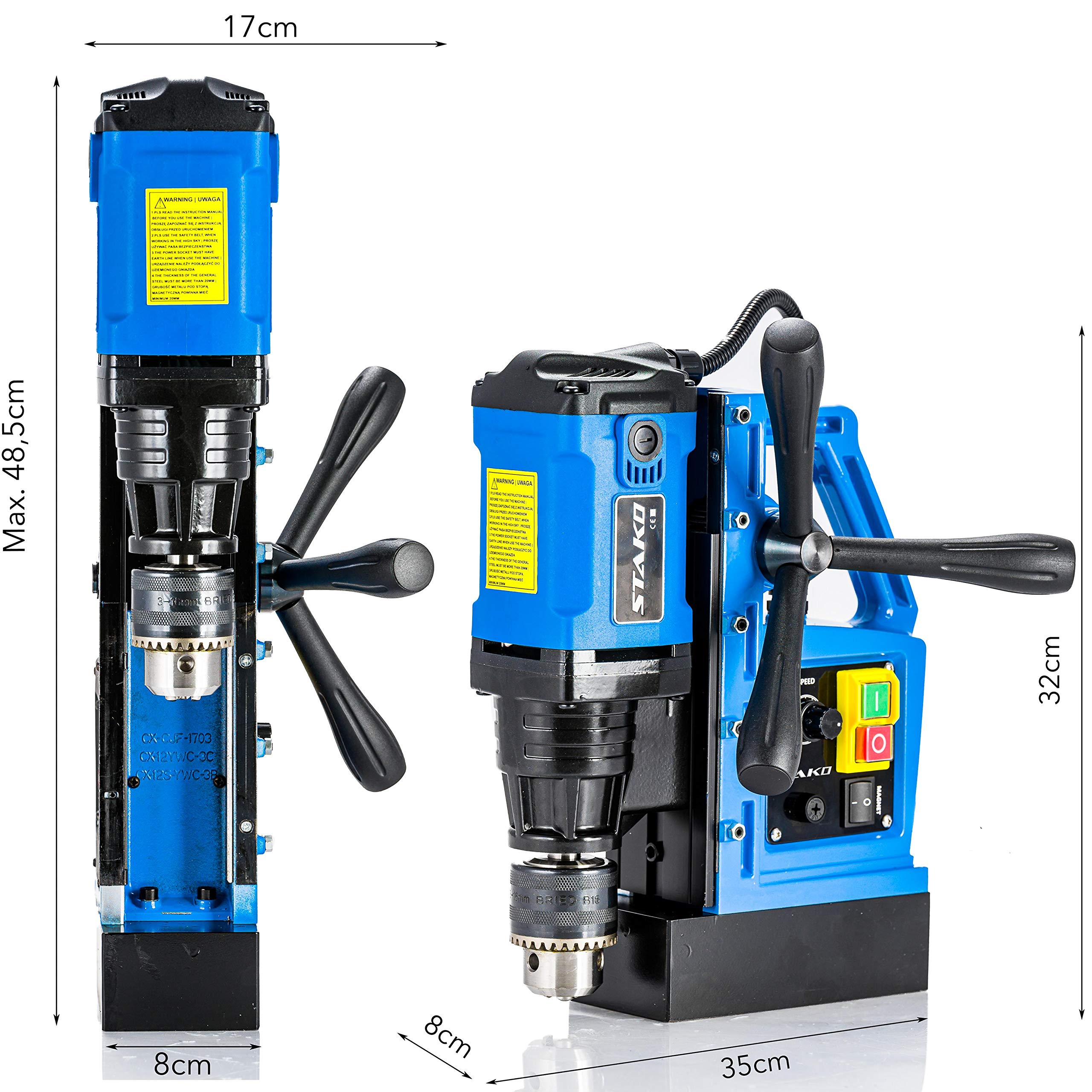 Trapano Magnetico 1480 Watt Elettromagnetico (11500N) Leggero e forte (10kg) Molto maneggevole.