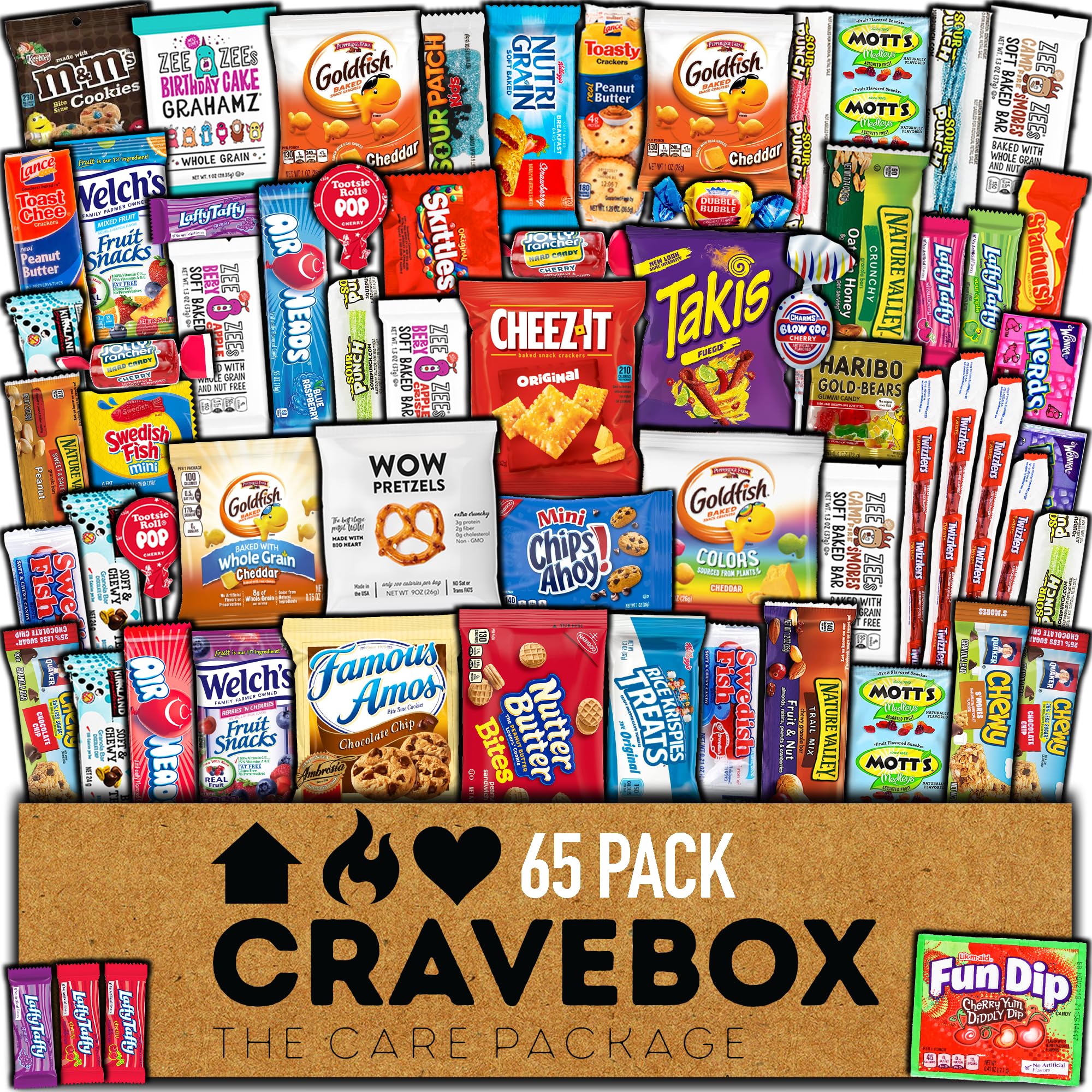 CRAVEBOX Snacks Box Variety Pack Care Package (65 Count) Easter Treats Gift Basket Adults Kids Grandkids Guys Girls Women Men Boyfriend Birthday Cookies Chips College Student Office School