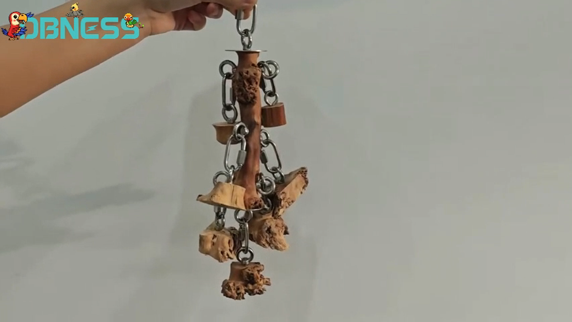 Bird Toys for Parrot, Durable Stainless Steel Large Birds Chew Toy, Hanging Detachable Natural Hardwood Blocks for Medim to Large Eclectus, African Greys, Amazon Parrot, Cockatoo - image 8