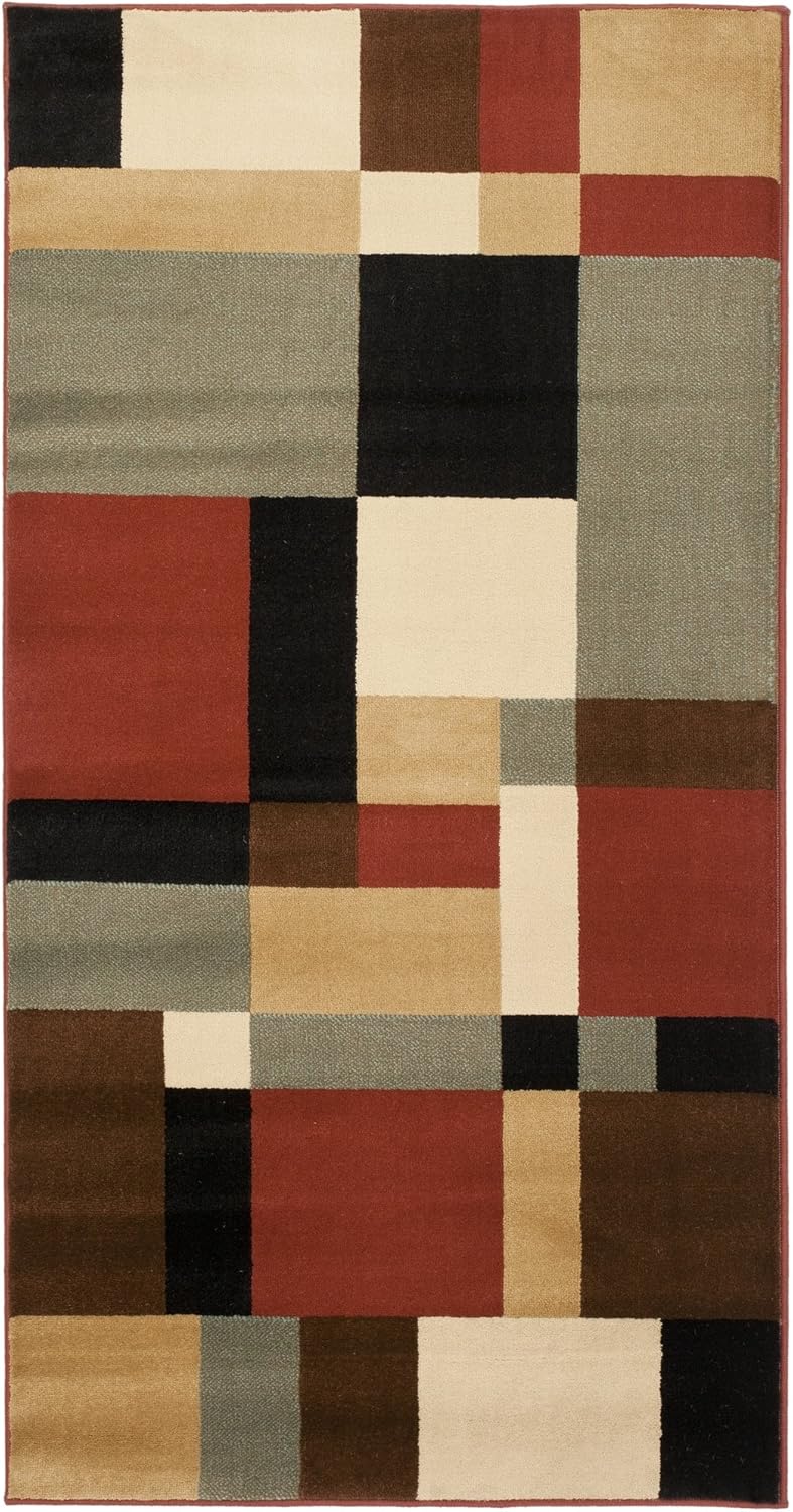 SAFAVIEH Porcello Collection 2' x 3'7" Black/Multi PRL6862 Mid-Century Modern Abstract Non-Shedding Living Room Bedroom Accent Rug