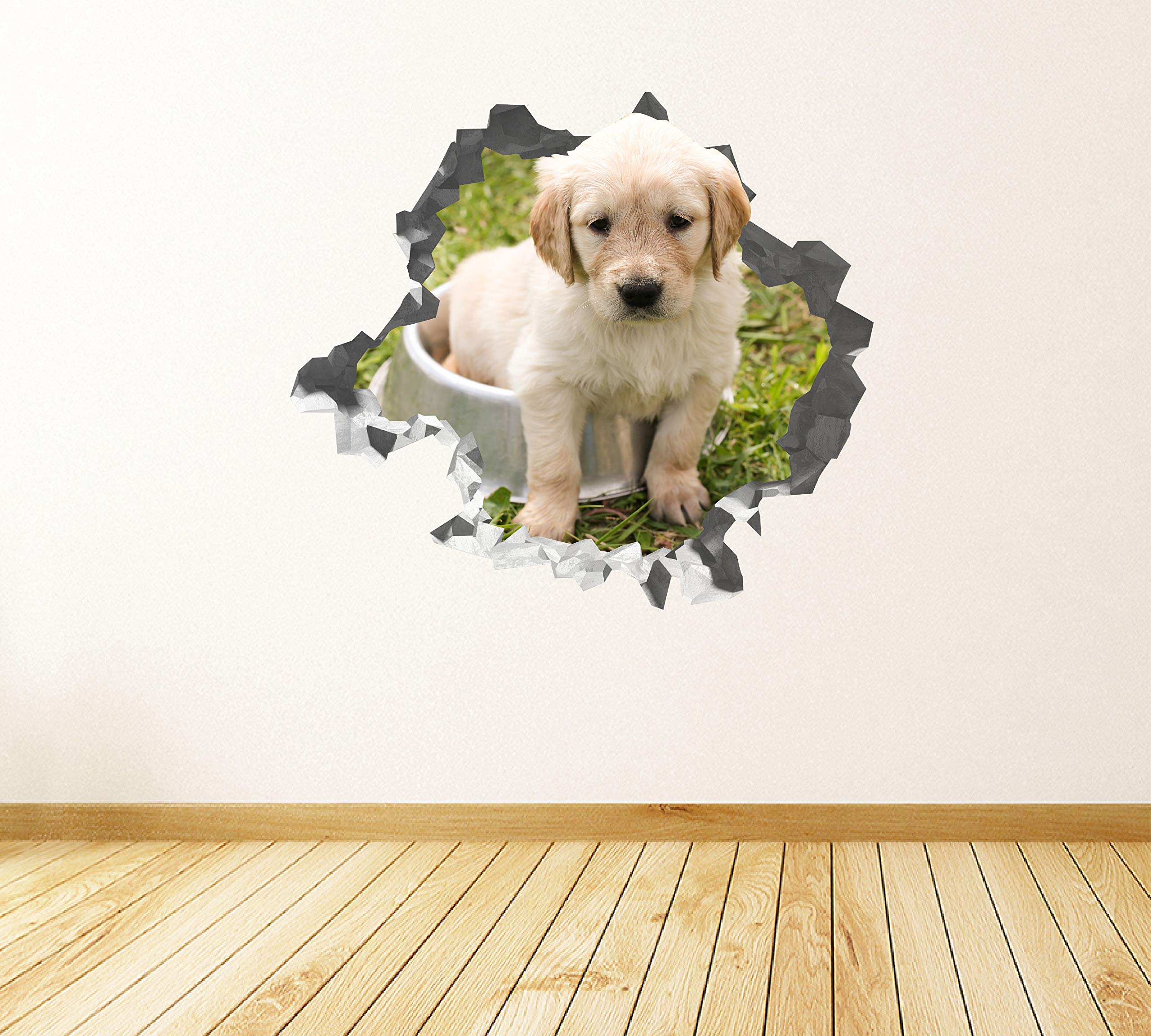 Cachorro Labrador Pegatina - Calcomania Animales - Decoración de Cuartos Niños - Sticker de Cachorro - Decoración Infantil - JS360 (Grande: 102 cm x 91 cm)