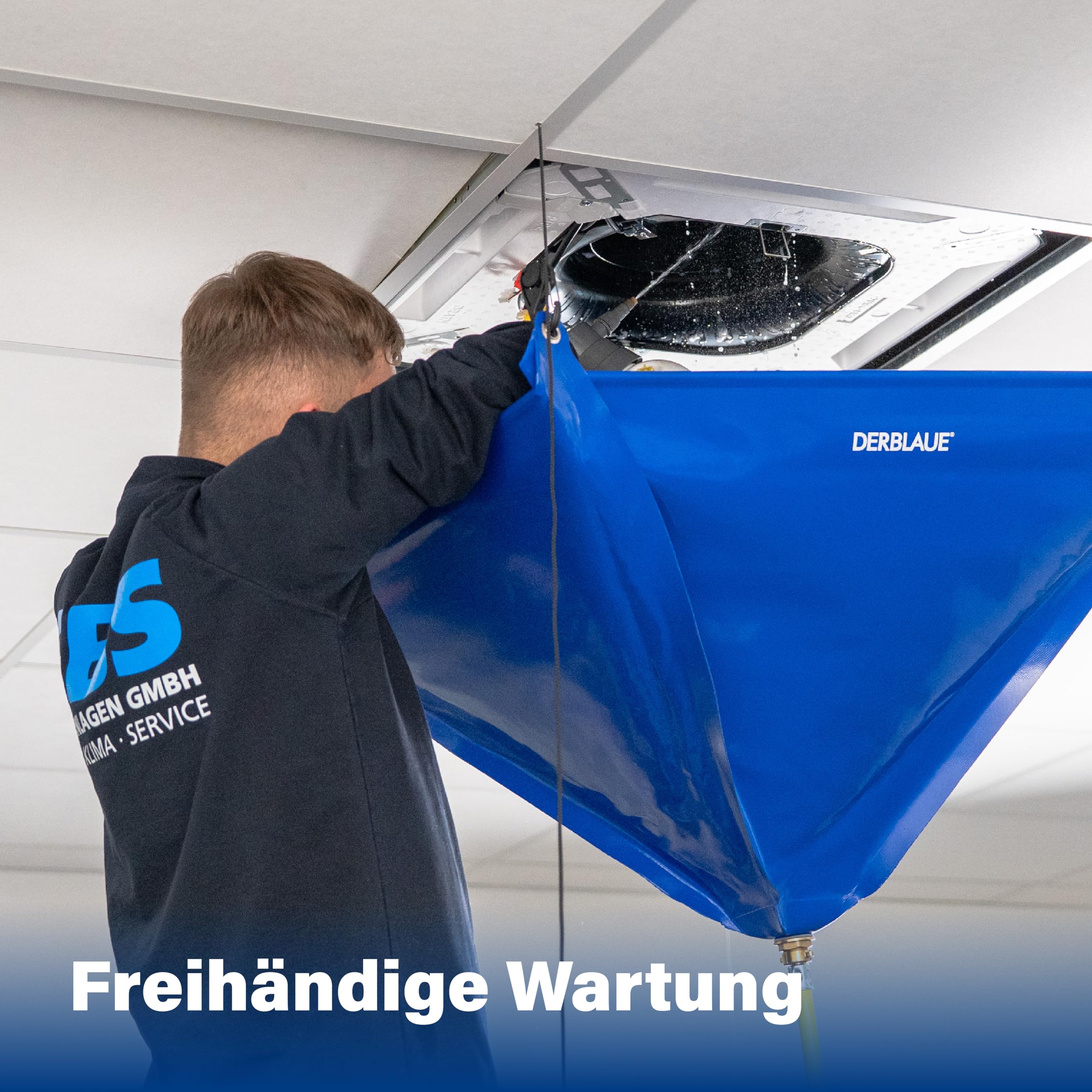 DERBLAUE® Trichter 80 x 80 cm, ca. 50 Liter, 3/4 Zoll Anschluss | mit höhenverstellbarem Aufhängesystem, stabil im Einsatz dank Fiberglasstäbe, mit einsetzbarem Filtersieb, geringes Packmaß