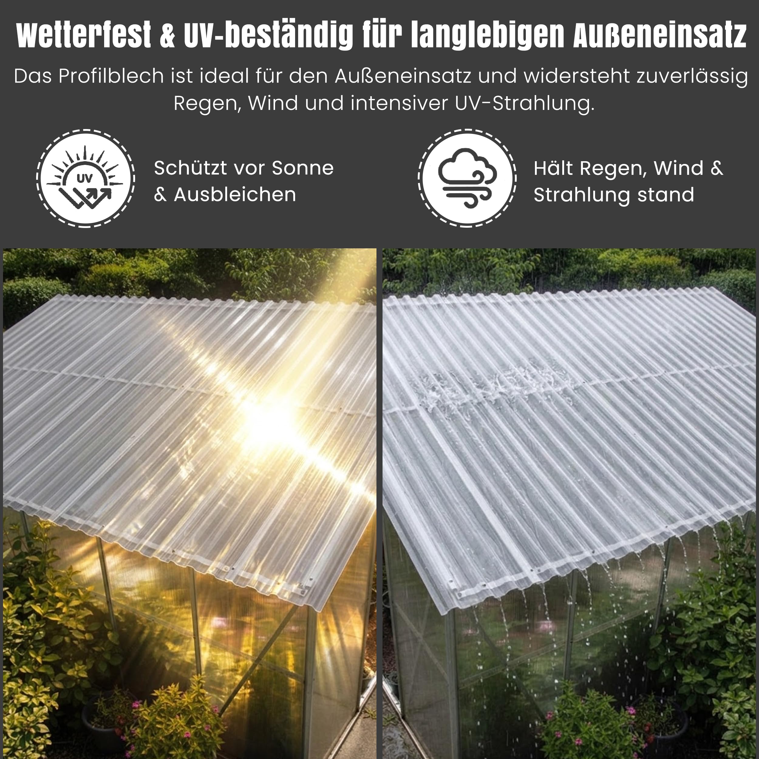 LP Projekt Trapez Wellplatten 90x200 cm 10er-Set Dachplatten UV-beständig wetterfest