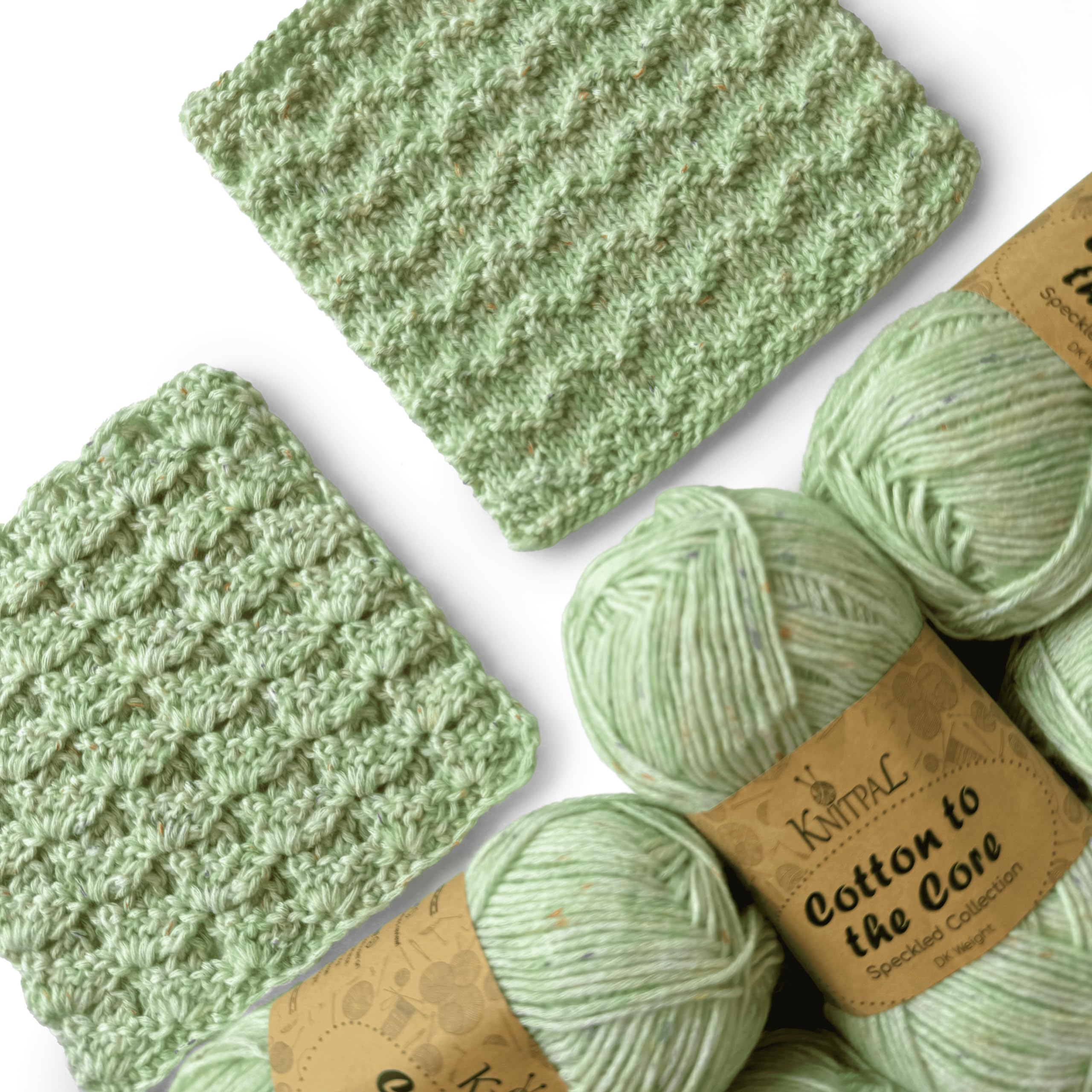 Cotton to The Core Speckled Soft Baby Yarn for Crocheting, 6-Pack (810Yds / 300G), Free Patterns - Size 3 DK Light Worsted Weight Cotton Yarn for Knitting - Honeydew Melon