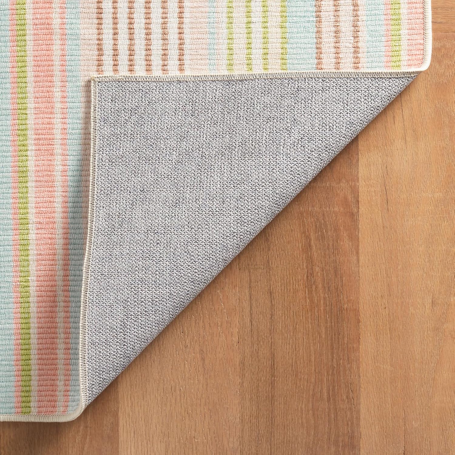 Dash & Albert Ana Ticking Aqua Machine Washable Rug, 2 X 3 Feet, Multicolored Stripe Pattern