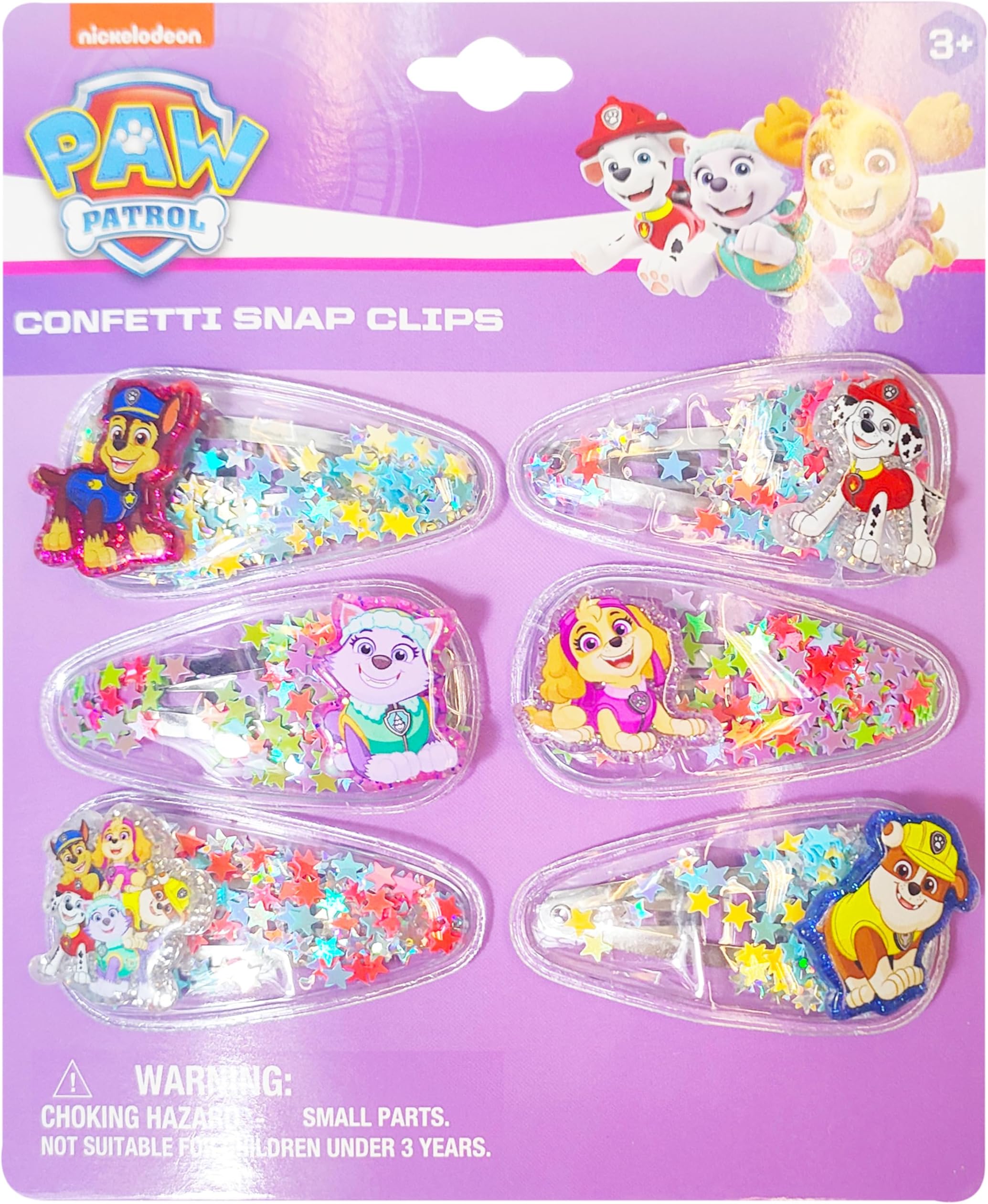 Paw Patrol 6pc Cute Hair Clips For Girls with Favorite Character Charms