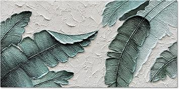 Diathou Art Hand-painted turquoise plants Hand-painted Abstract painting Modern minimalist 3D texture wall art Oil painting Home bedroom wall Art Deco oil painting 24x48 inches