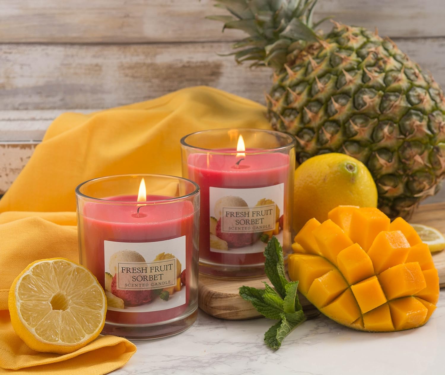 DII Home Traditions Single Wick Evenly Burning Highly Scented Jar Candle, Set of 2 (8 Oz Each) - Fresh Fruit Sorbet