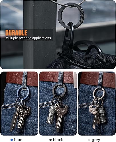 Miniatura 6 de FEGVE Clip de mosquetón para llavero con 2 llaveros, llavero de liberación rápida de titanio pequeño mosquetón para llaves