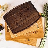 BeBurgundy Personalized Engraved Cutting Board - 11 Designs, 5 Wood Styles, Custom Sizes | Wedding Housewarming Gifts for Couples, Mom, Dad