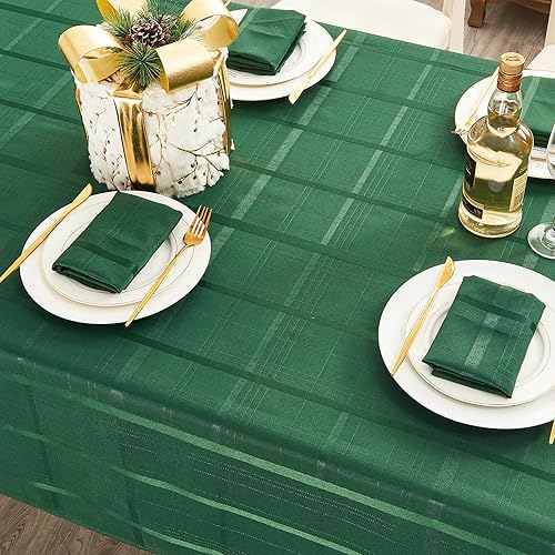 Miniatura 5 de UKOMIUT Mantel rectangular a cuadros, impermeable, a cuadros, elegante, resistente a las arrugas, tejido, decorativo, para cocina o al aire libre