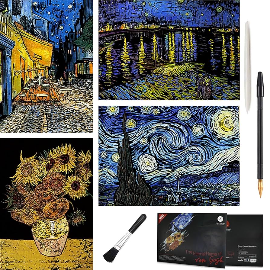 Cindy Conklin　スクラッチボード ドローイング　アートフレーム　2点 Cindy Conklin スクラッチボード ドローイング アートフレーム 2