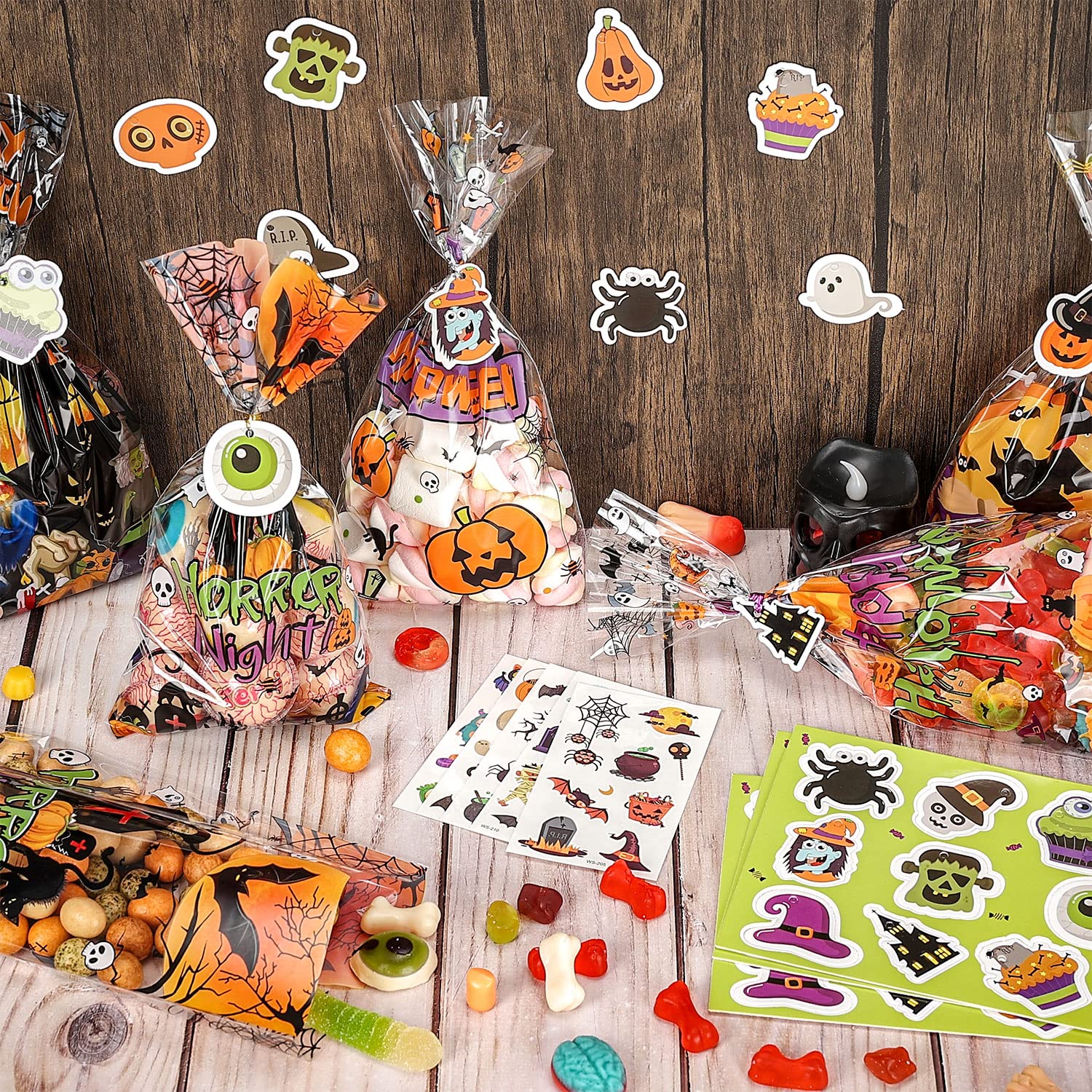 Halloween snoepzakjes voor lekkernijen - 36 stuks papieren Halloween zakjes truc of traktatie