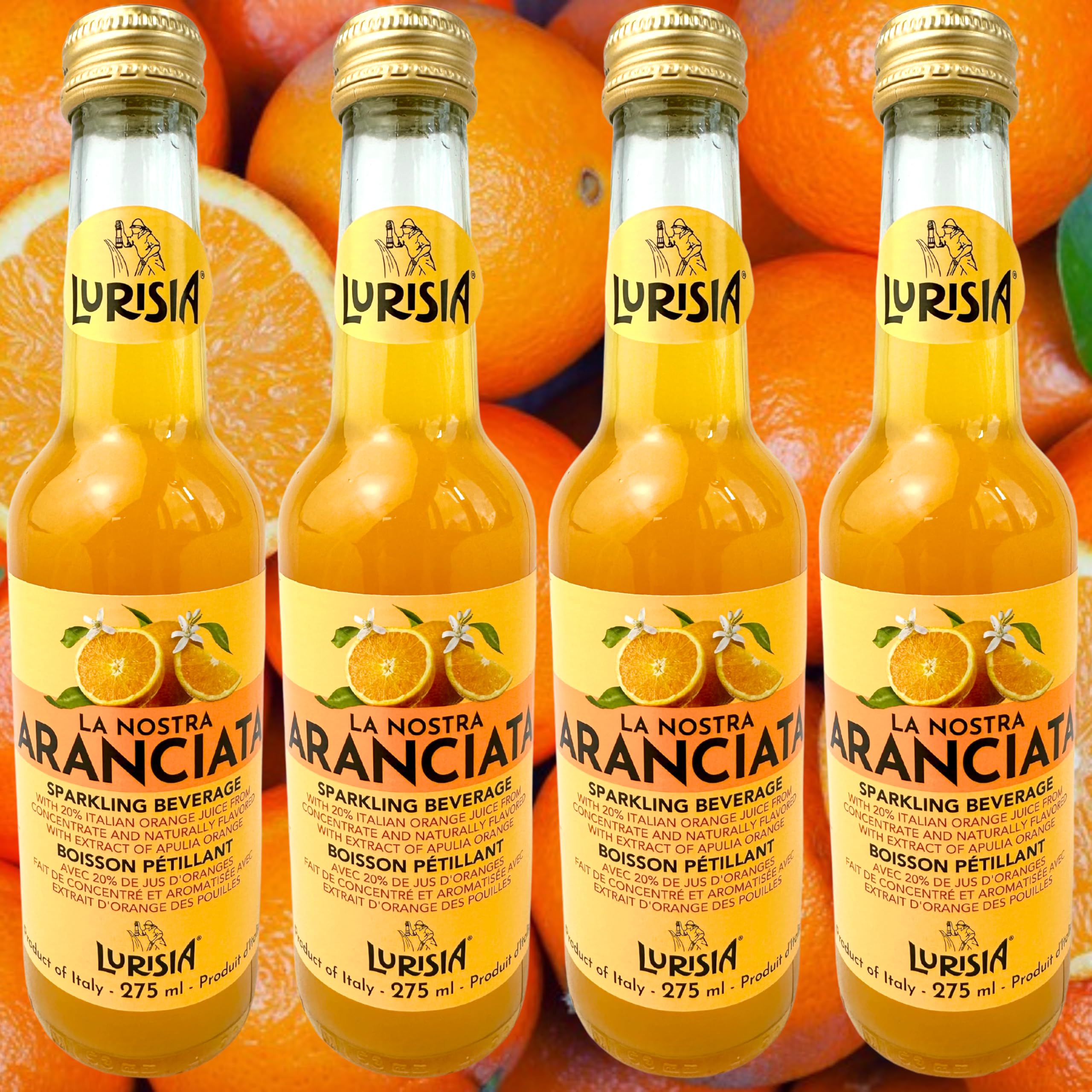 Amazon.com : Lurisia Aranciata Italian Orange Soda 4 x 9.3 Fl Oz (275ml) -  Aranciata Italian Orangeade - Citrus Orange Soft Drink