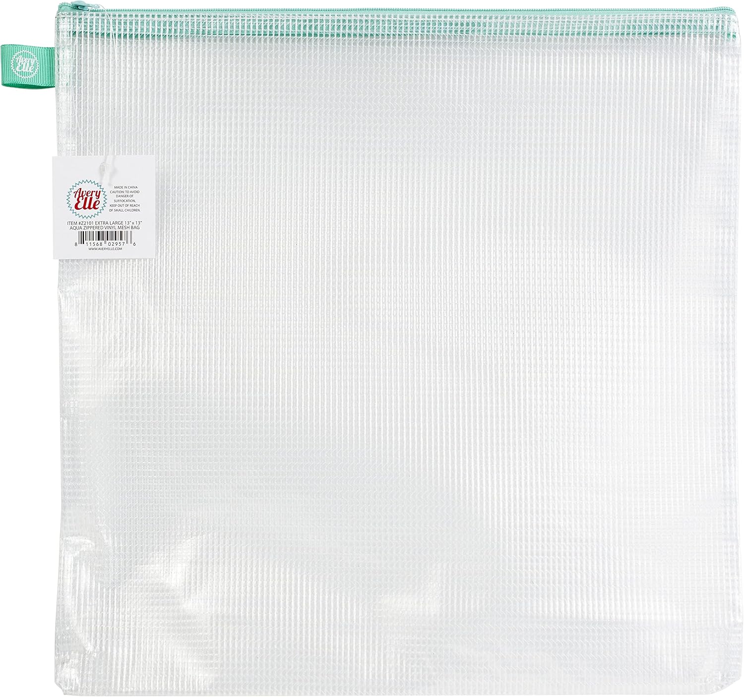 Avery Elle Zippered Vinyl Mesh Pouch - Aqua-Extra Large