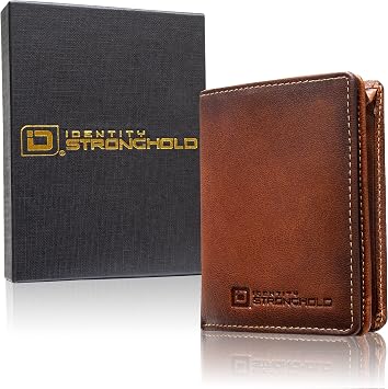ID Stronghold Waltlet - RFID Blocking Bifold Wallet for Men with Magnetic Clasp - Brown
