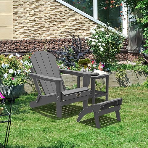 Miniatura 7 de SERWALL Otomana Adirondack plegable para silla Adirondack, reposapiés plegable Adirondack sin montaje, resistente a la intemperie, reposapiés