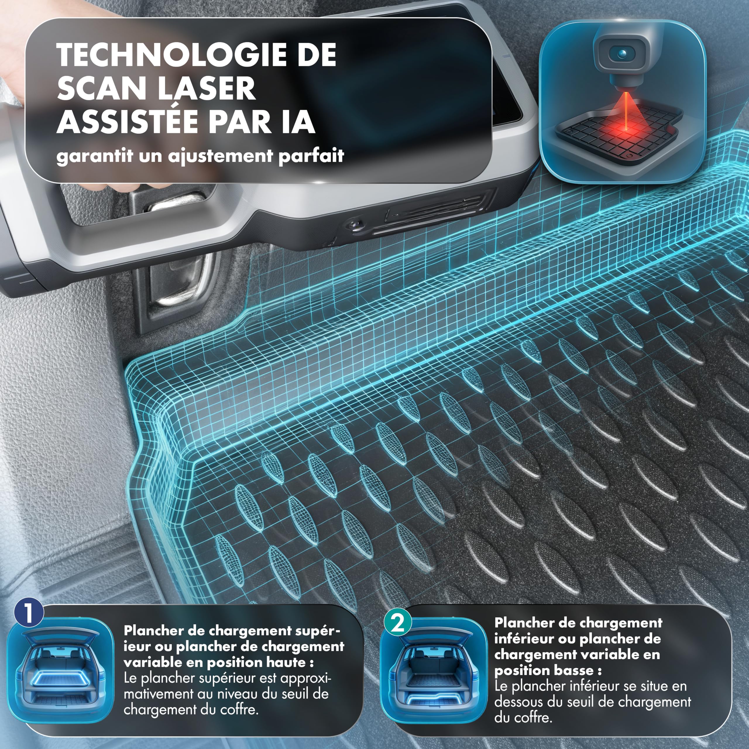 WALSER Bac de coffre sur mesure XTR compatible avec Renault Clio V 2019 - auj.