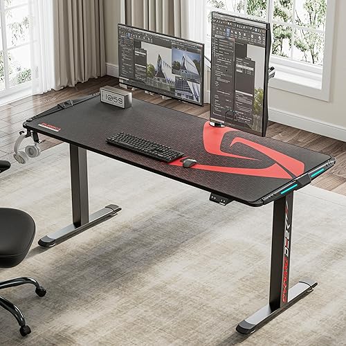 Miniatura 5 de EUREKA ERGONOMIC Escritorio grande de 63 pulgadas de altura ajustable manual para computadora mesa de oficina en casa con borde curvado para 3