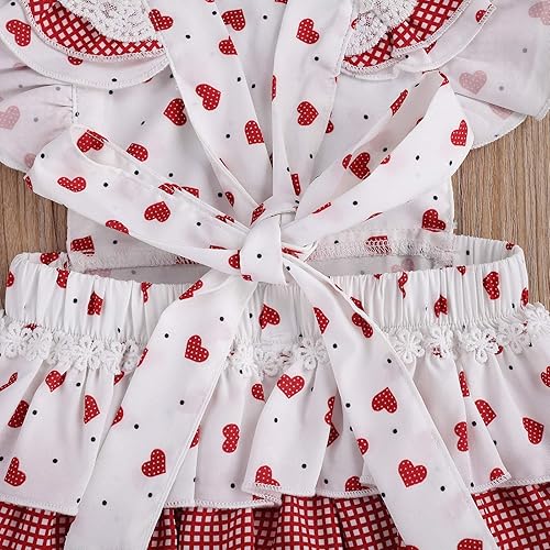 Miniatura 7 de Mono para bebé niña de San Valentín con mangas sin espalda y estampado de corazón con diadema