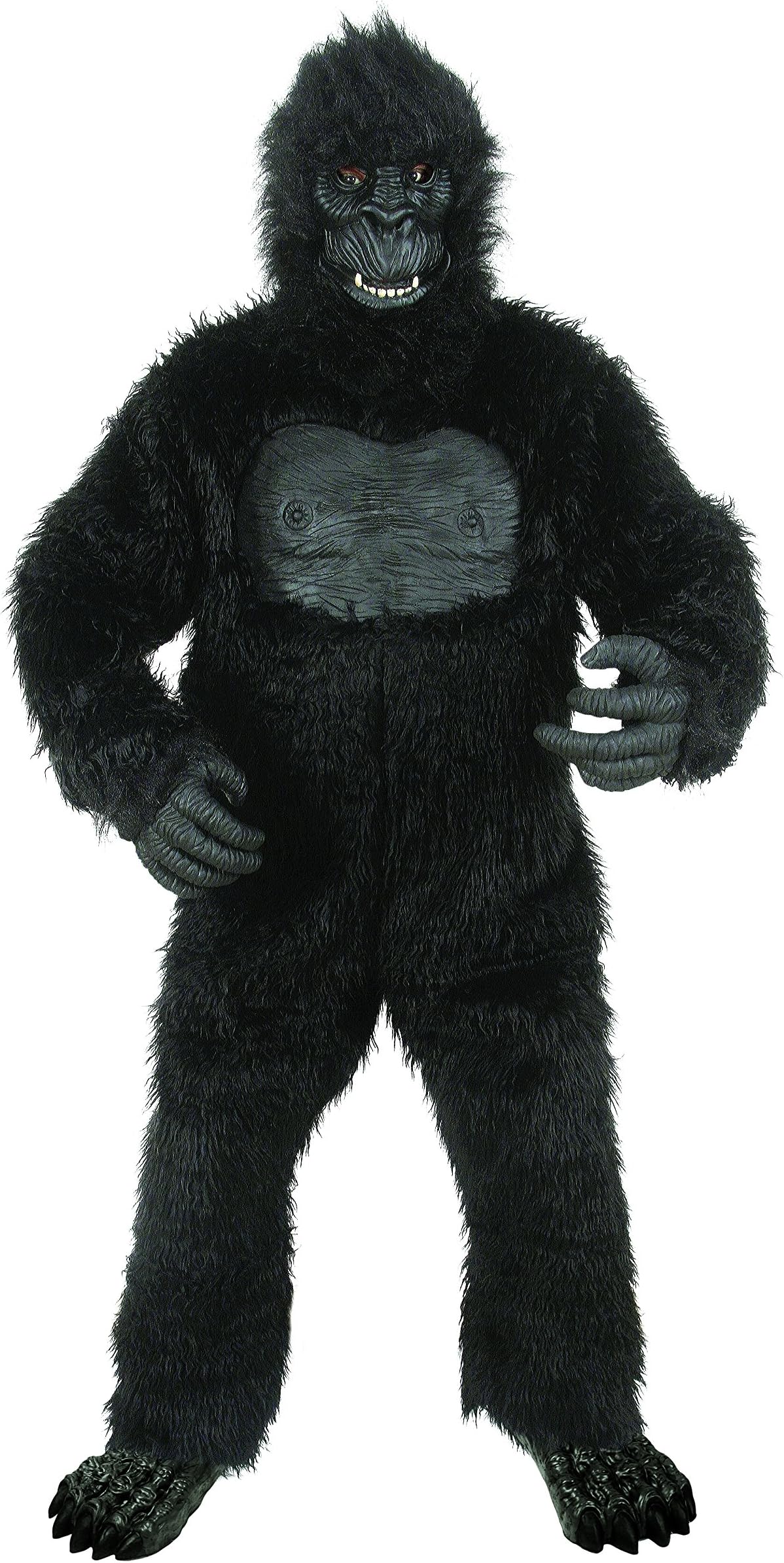 Seasons Polyester, Plastic Deluxe Gorilla Costume With Feet, Black