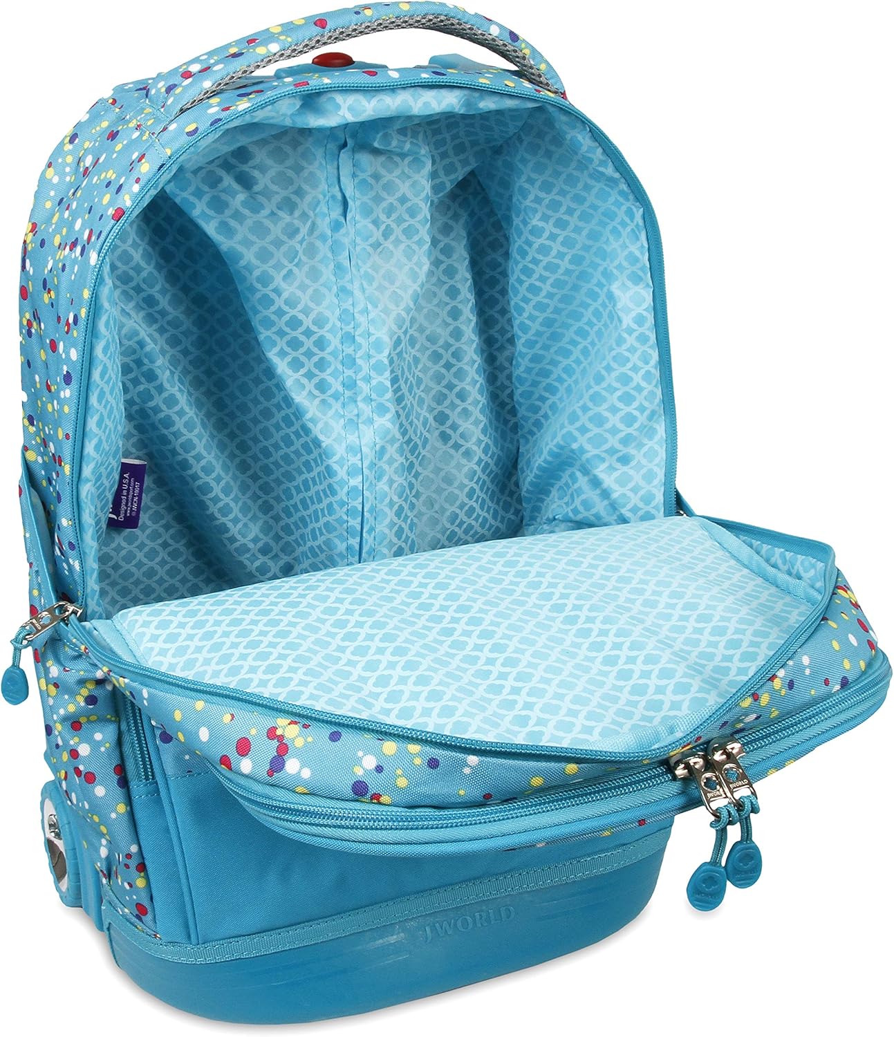 J World New York Kids' Duo Rolling Backpack with Lunch Box Set, COLOR DOTS, One size