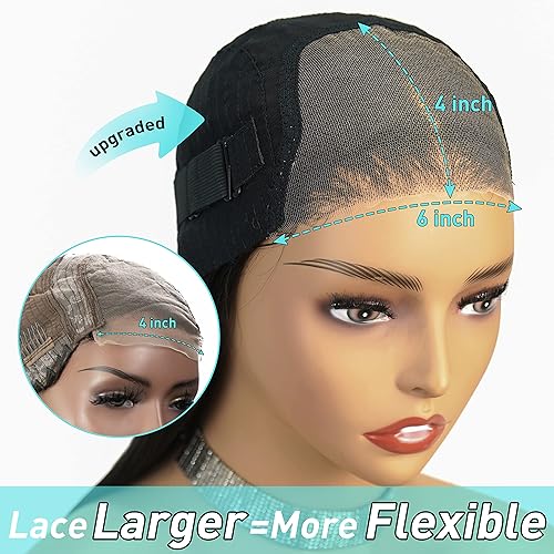 Miniatura 6 de MENTOR Pelucas de cabello humano con encaje frontal HD predepiladas, sin pegamento, peluca frontal de encaje 4x6, pelucas de cabello humano para