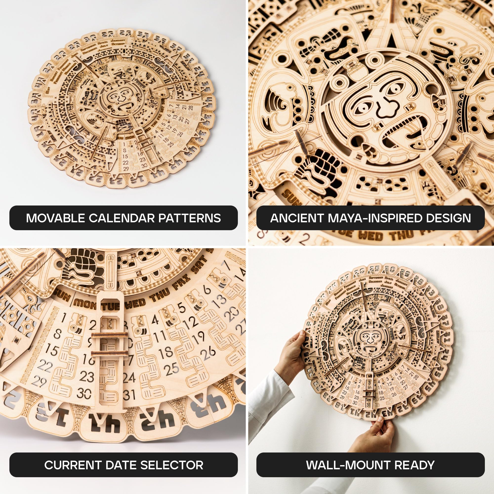 Wood Trick Mayan Calendar Puzzle 3D di Legno per Adulti da Costruire