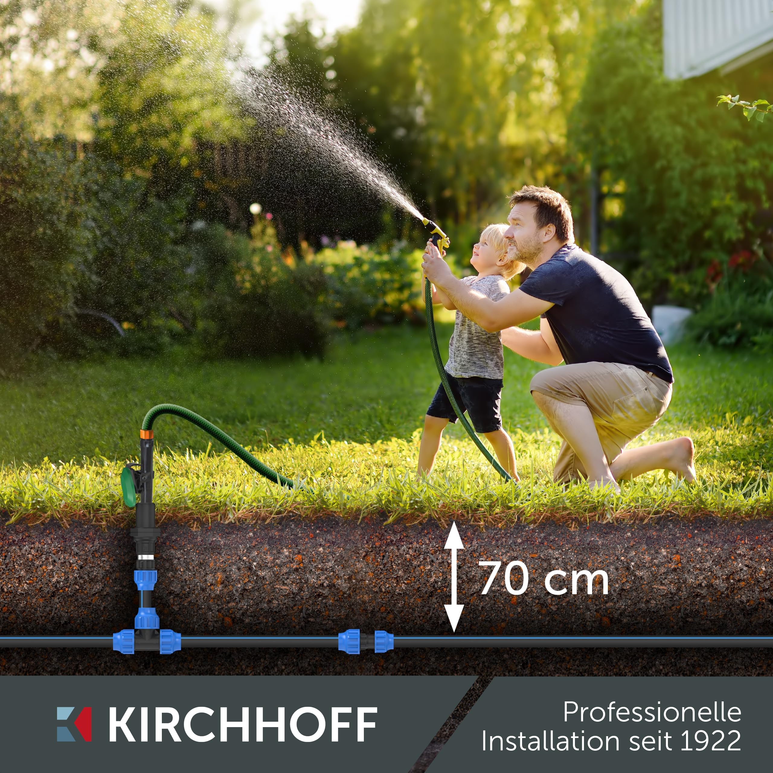 Kirchhoff conduite d'eau pour l'arrosage du jardin 20 mm x 100 m | tuyau PE pour système sprinkler | tuyau de pose HDPE | DVGW | conduite d'eau potable | Made in EU