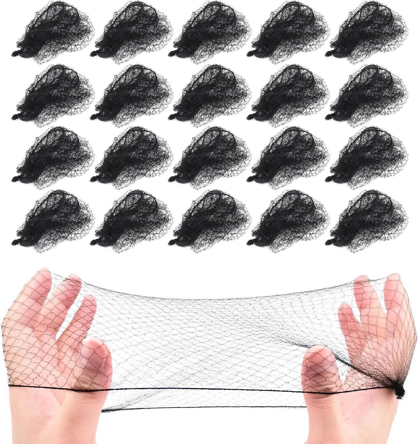 Quacc 20 PCS Bun Hair Nets Women Stretchy Elastic Edge Mesh Invisible Hairnet for Ballet Bun Gymnastic Dance Sleeping Kitchen